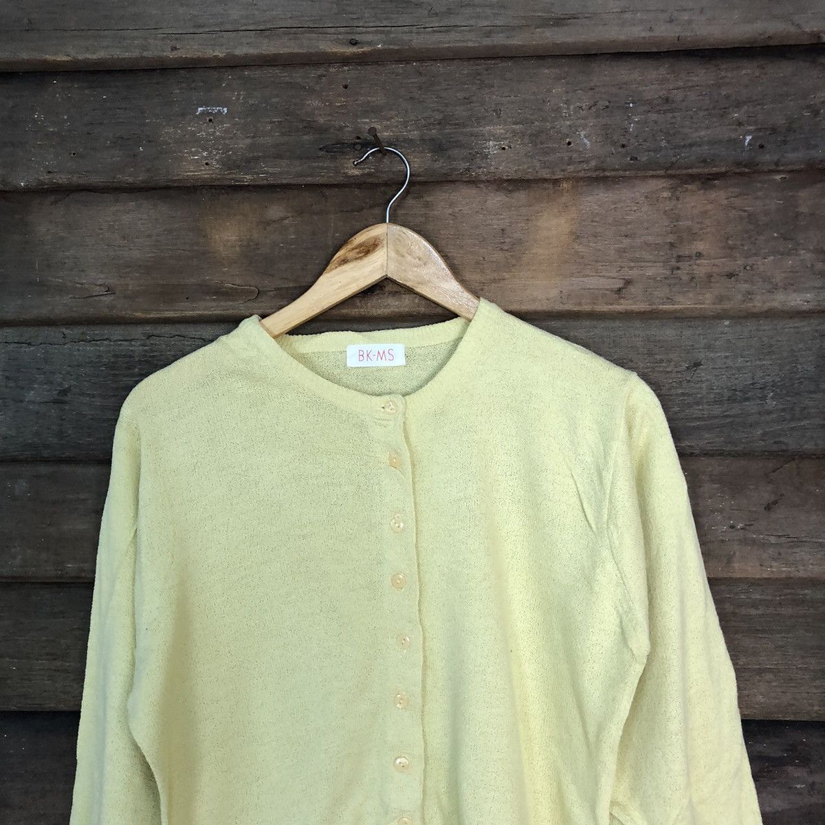 Japanese Brand BKMS Yellow crochet Cardigan knitwear #7282 Size M / US 6-8 / IT 42-44 - 2 Thumbnail