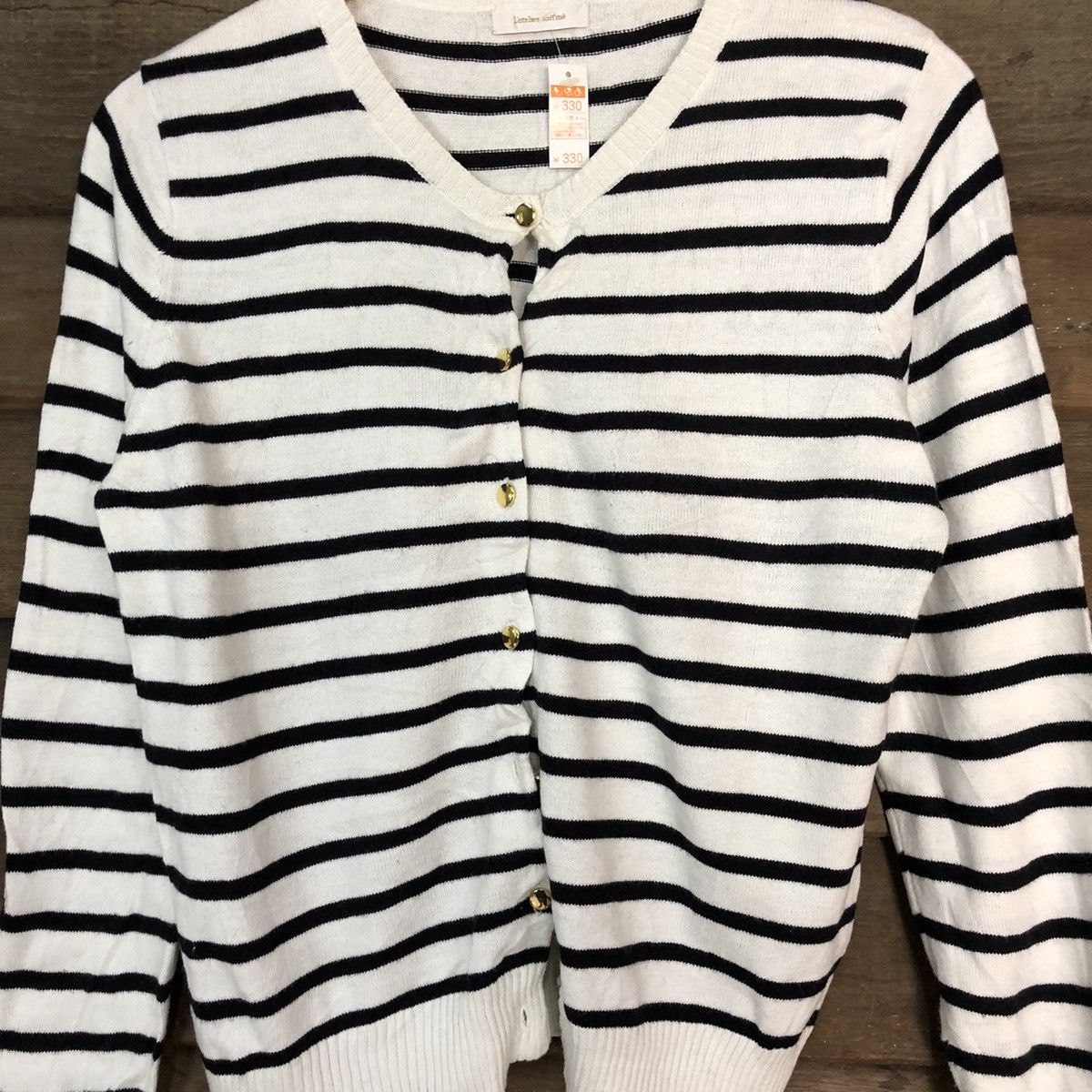 Japanese Brand Latelier Raffine Stripe vintage Cardigan knitwear thin #7272 Size S / US 4 / IT 40 - 4 Thumbnail