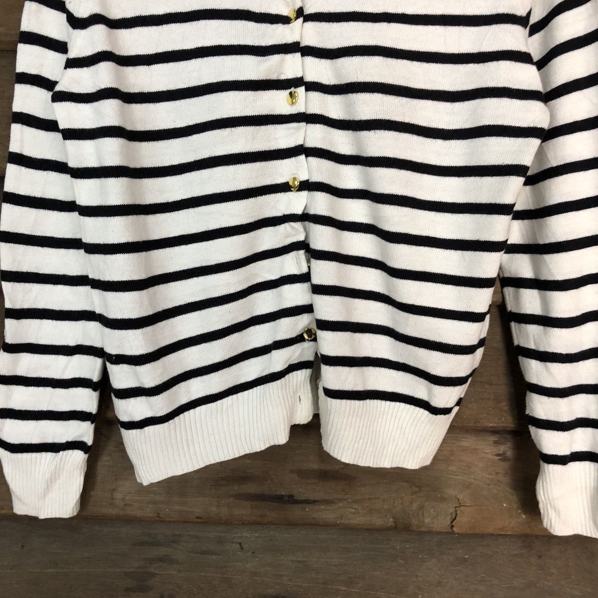 Japanese Brand Latelier Raffine Stripe vintage Cardigan knitwear thin #7272 Size S / US 4 / IT 40 - 5 Thumbnail