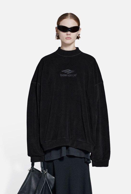 Pre-owned Balenciaga Fw22  3b Fleece Logo Embossed Mockneck Sweatshirt In Black