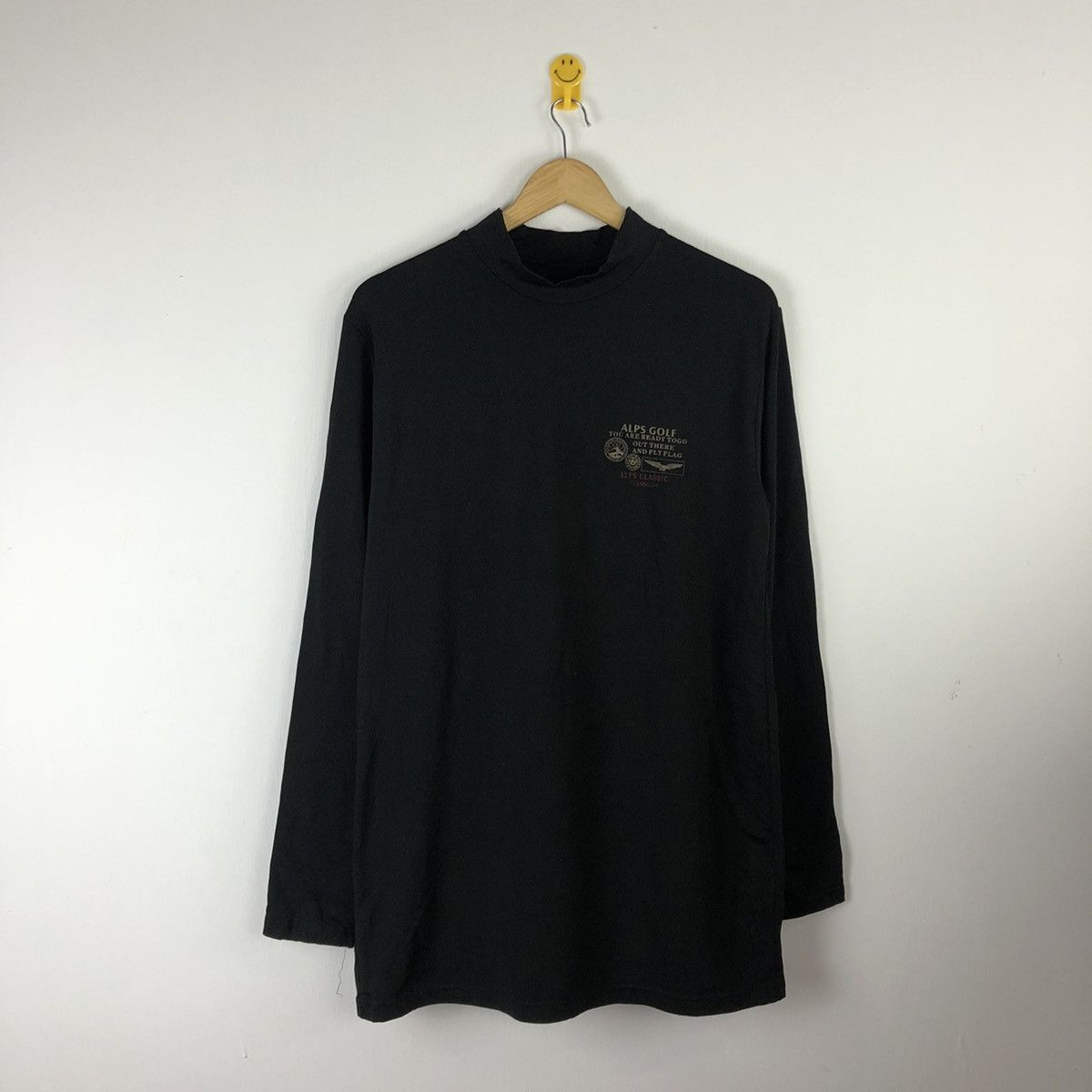 image of Vintage Alps Golf Black Long Sweatshirt K01477, Men's (Size Medium)