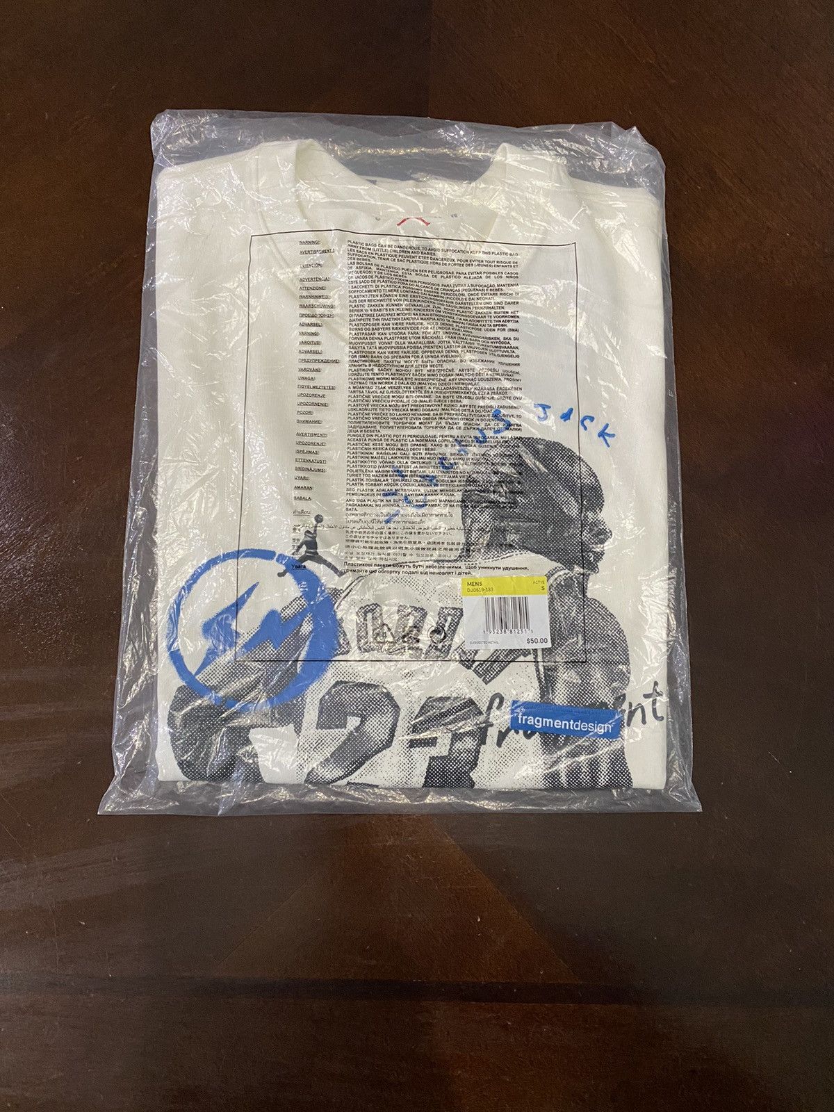 Image of Fragment Design x Travis Scott Jordan X Fragment T-Shirt in White, Men's (Size Small)