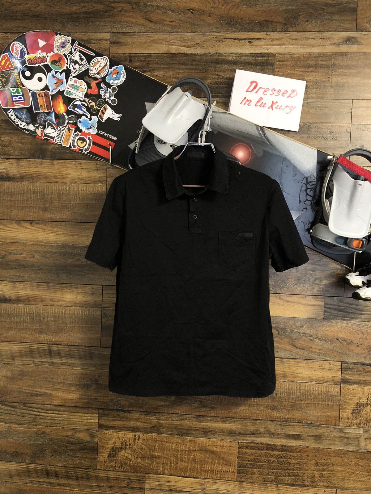 Prada Prada Milano Logo Black Cotton Polo Shirt Size US M / EU 48-50 / 2 - 2 Thumbnail