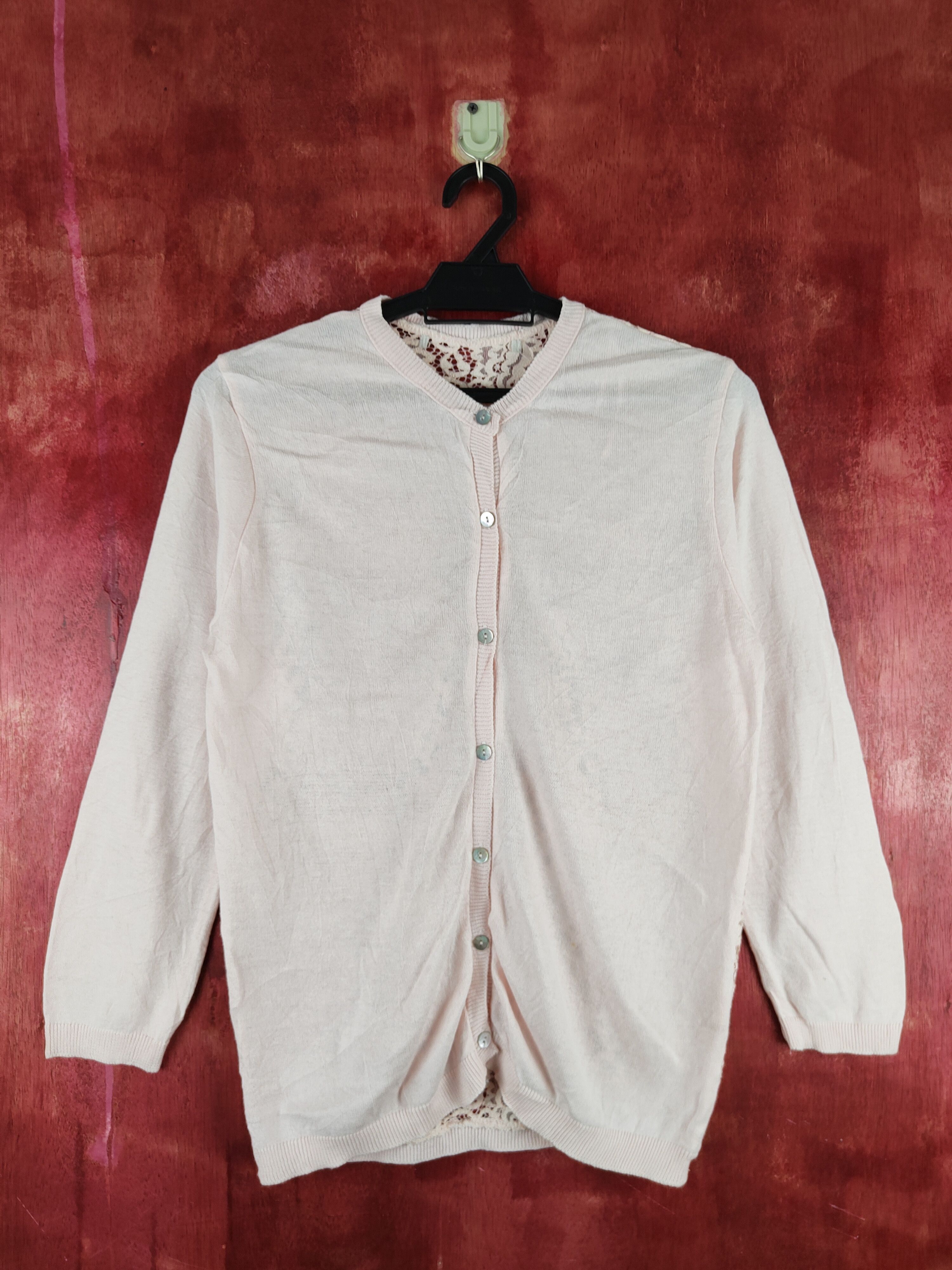 Japanese Brand Japanese Brand Pink Crochet Meshnet Knitwear Cardigan #S1125 Size S / US 4 / IT 40 - 1 Thumbnail