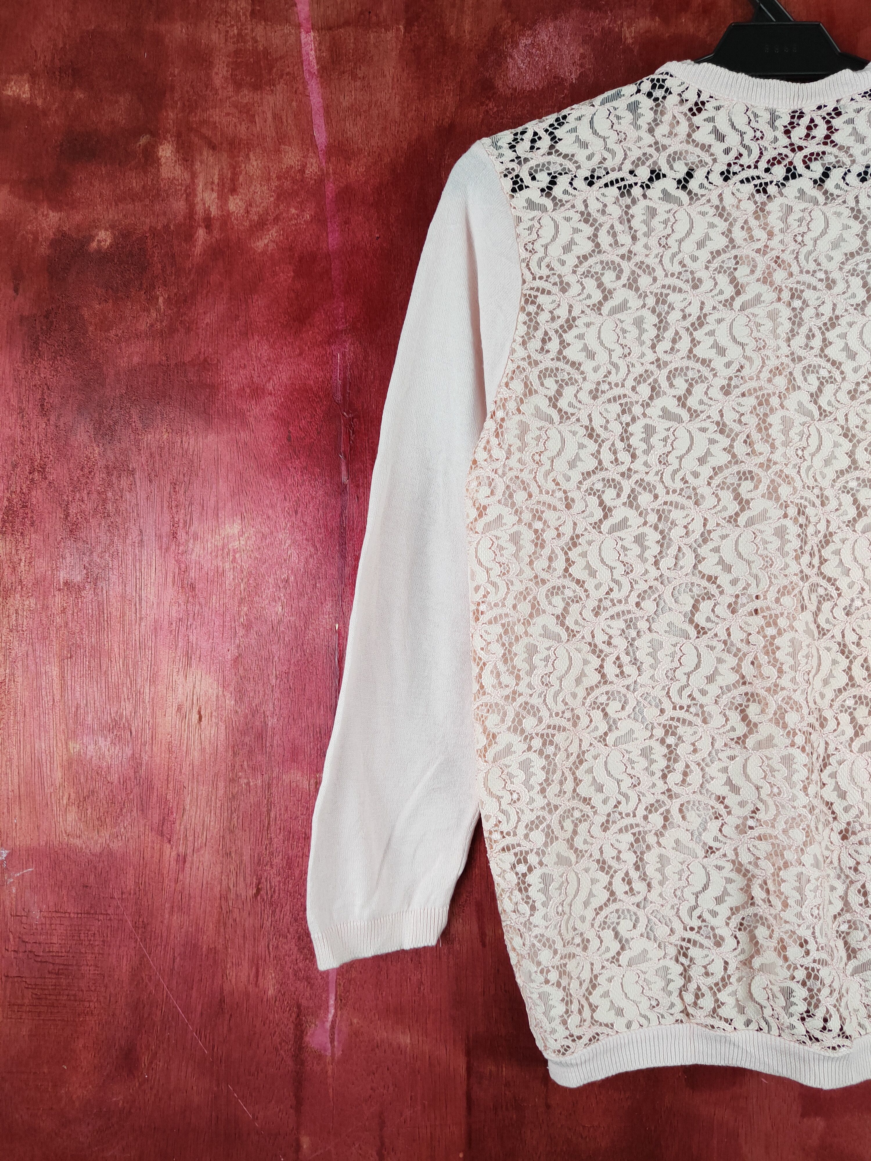 Japanese Brand Japanese Brand Pink Crochet Meshnet Knitwear Cardigan #S1125 Size S / US 4 / IT 40 - 8 Thumbnail