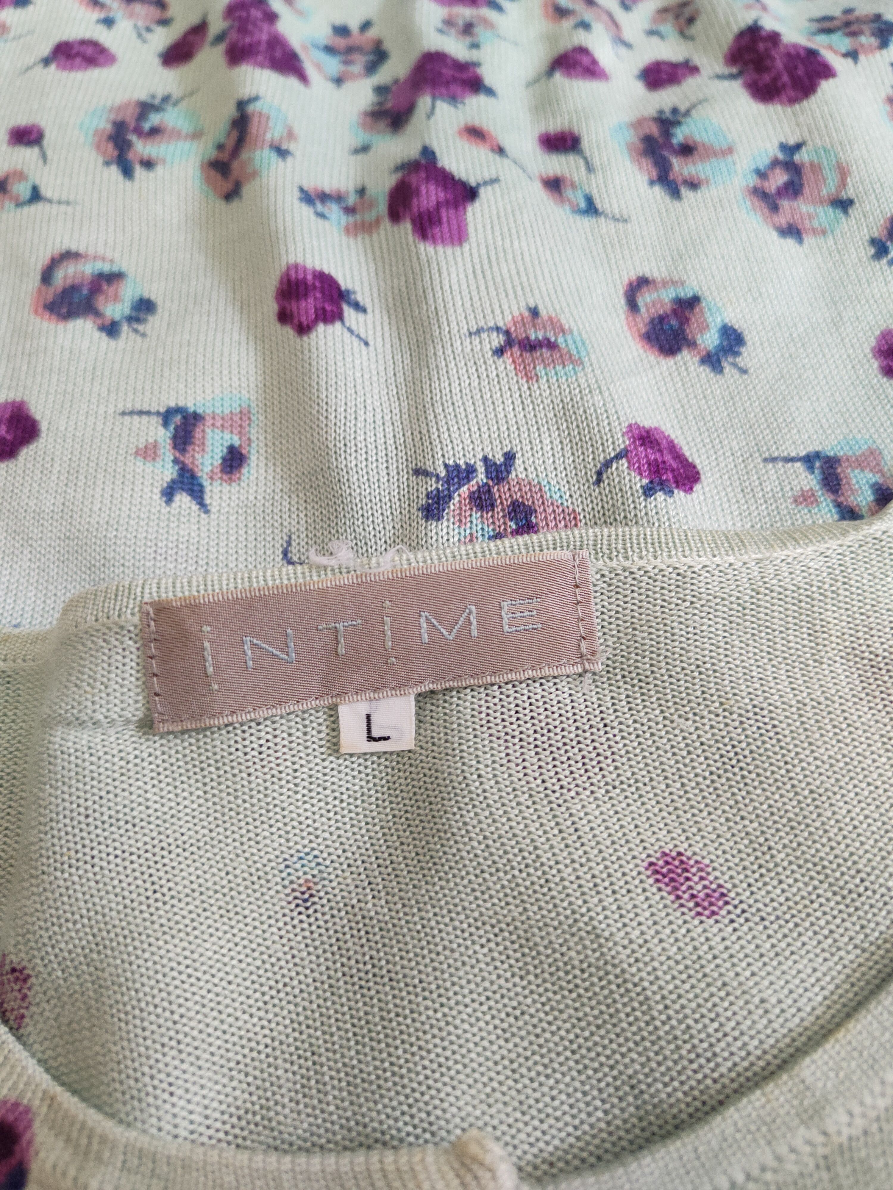 Japanese Brand × Vintage Intime Green/Purple Flowers Knitwear Cardigan #S1126 Size L / US 10 / IT 46 - 11 Thumbnail