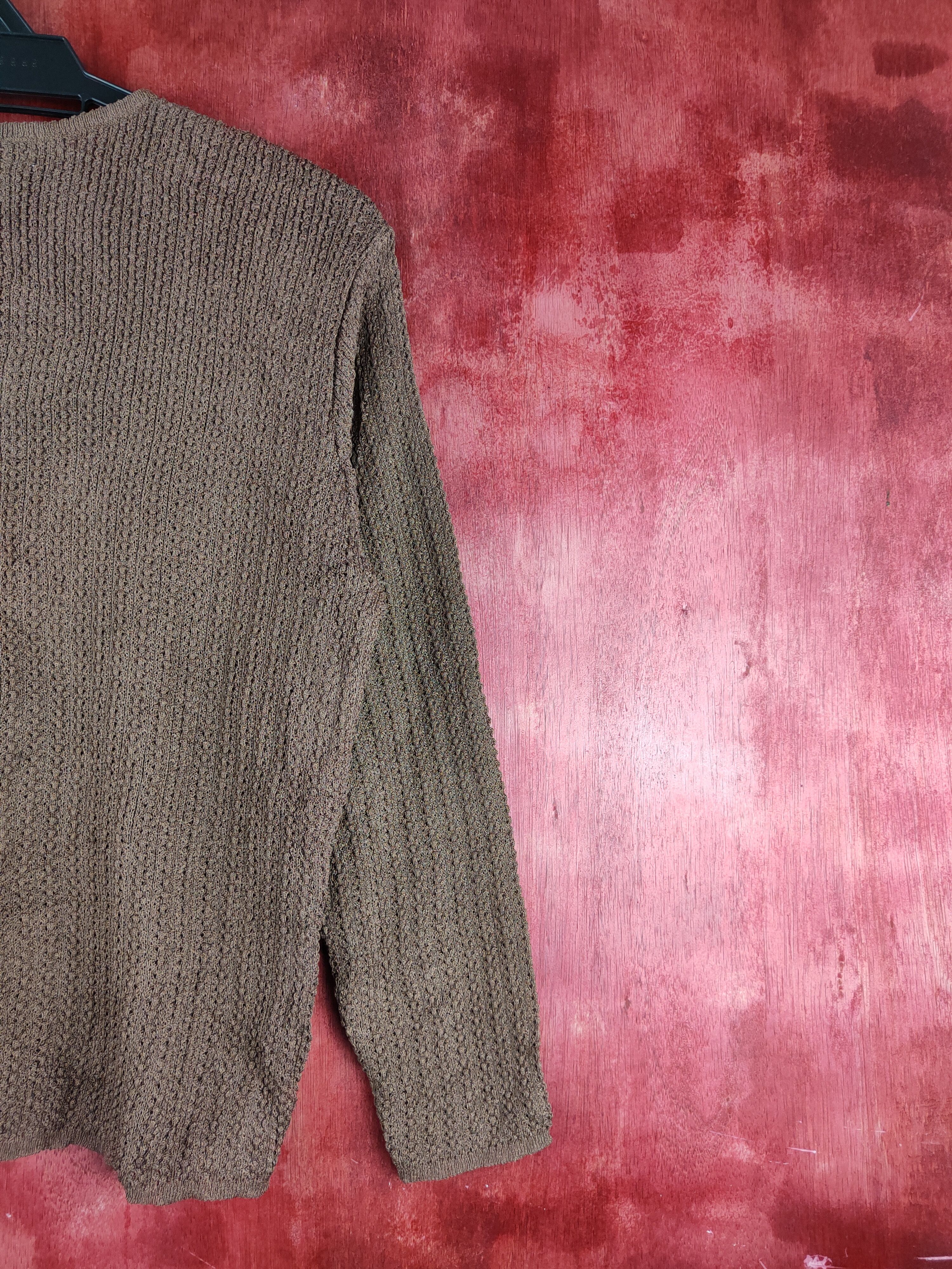 Japanese Brand Fil Fiōre Dark Brown Crochet Meshnet Knit Cardigan #S1127 Size M / US 6-8 / IT 42-44 - 9 Thumbnail