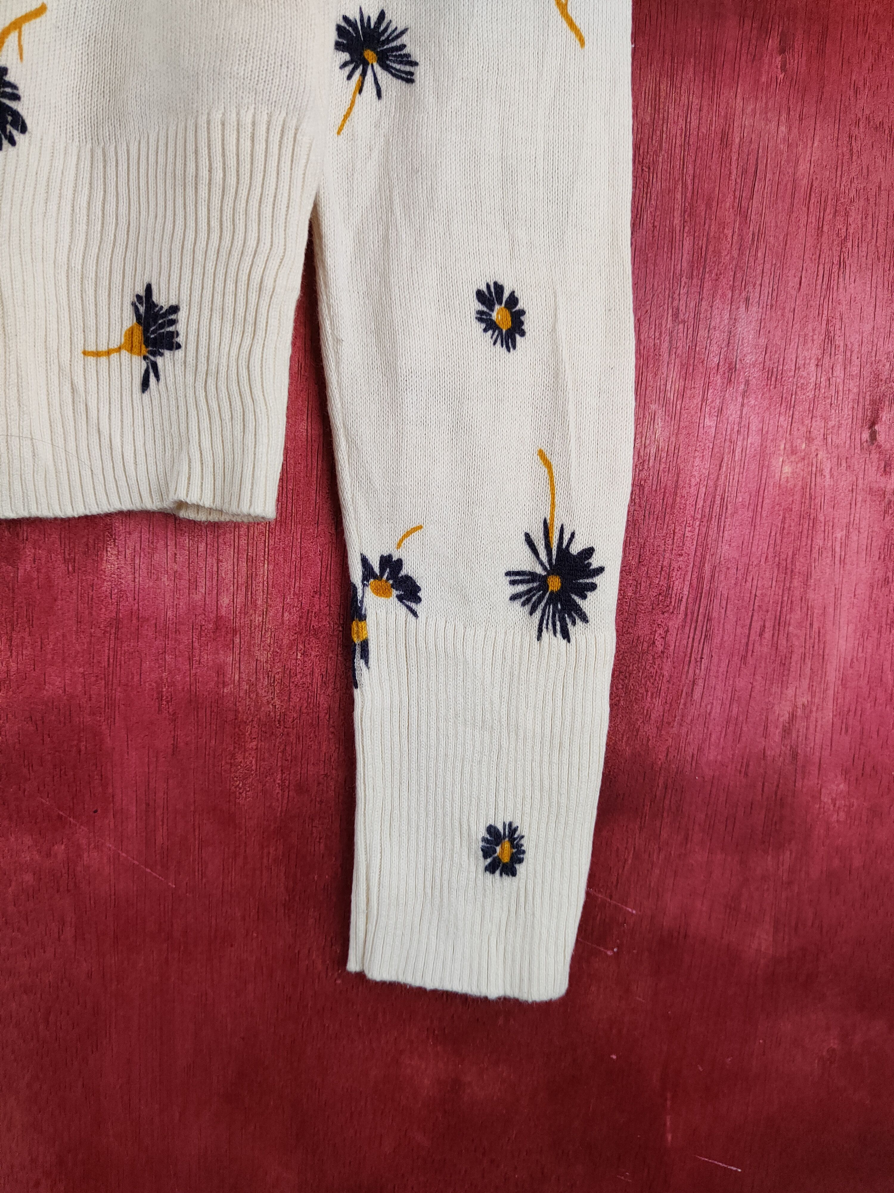 Gap × Japanese Brand GAP Cream Flowers Knitwear Cardigan #S1129 Size XS / US 0-2 / IT 36-38 - 6 Thumbnail