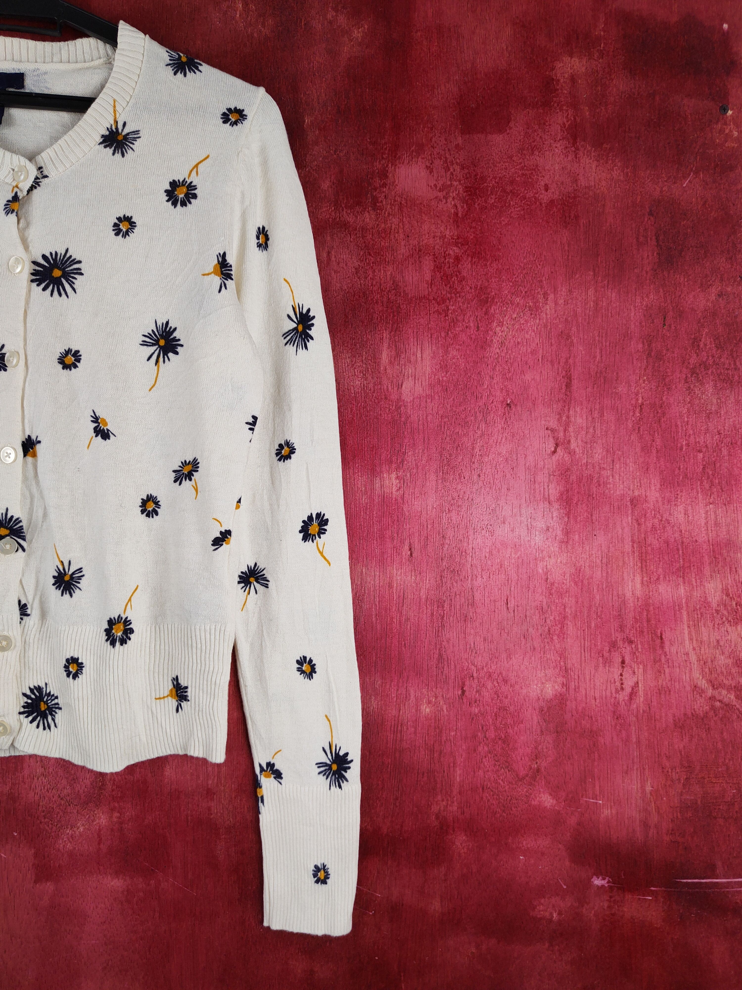 Gap × Japanese Brand GAP Cream Flowers Knitwear Cardigan #S1129 Size XS / US 0-2 / IT 36-38 - 5 Thumbnail