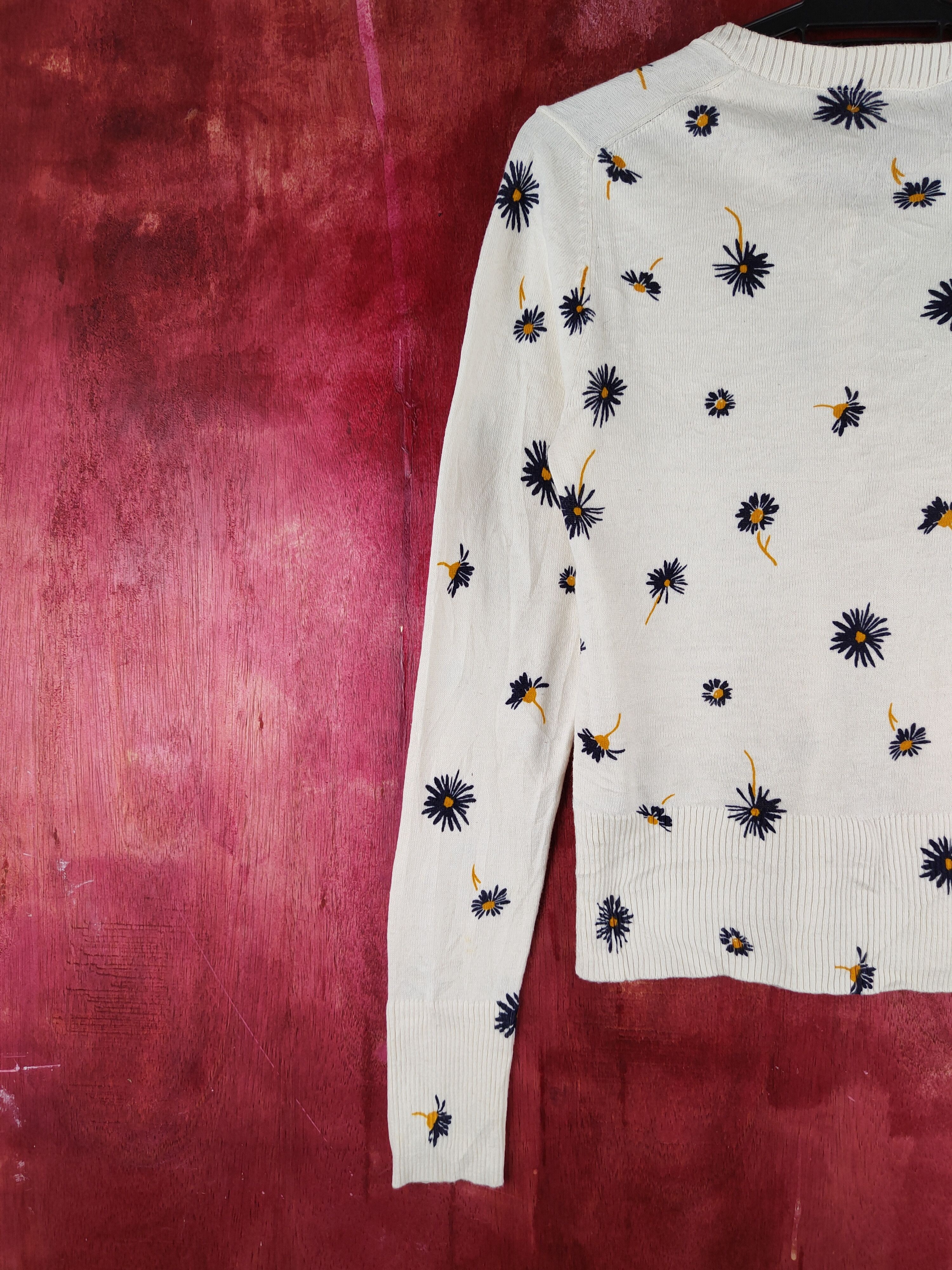 Gap × Japanese Brand GAP Cream Flowers Knitwear Cardigan #S1129 Size XS / US 0-2 / IT 36-38 - 8 Thumbnail