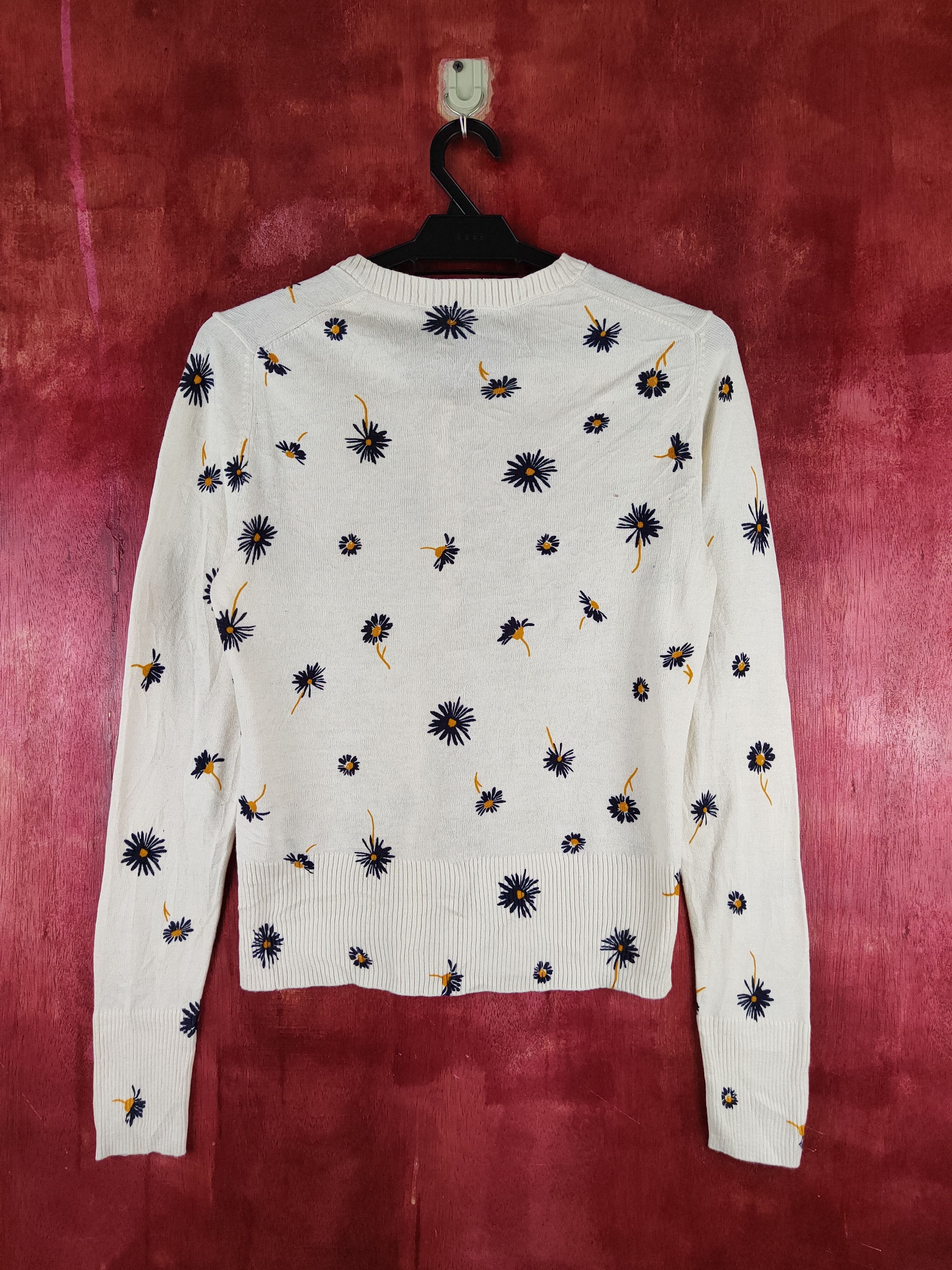 Gap × Japanese Brand GAP Cream Flowers Knitwear Cardigan #S1129 Size XS / US 0-2 / IT 36-38 - 7 Thumbnail