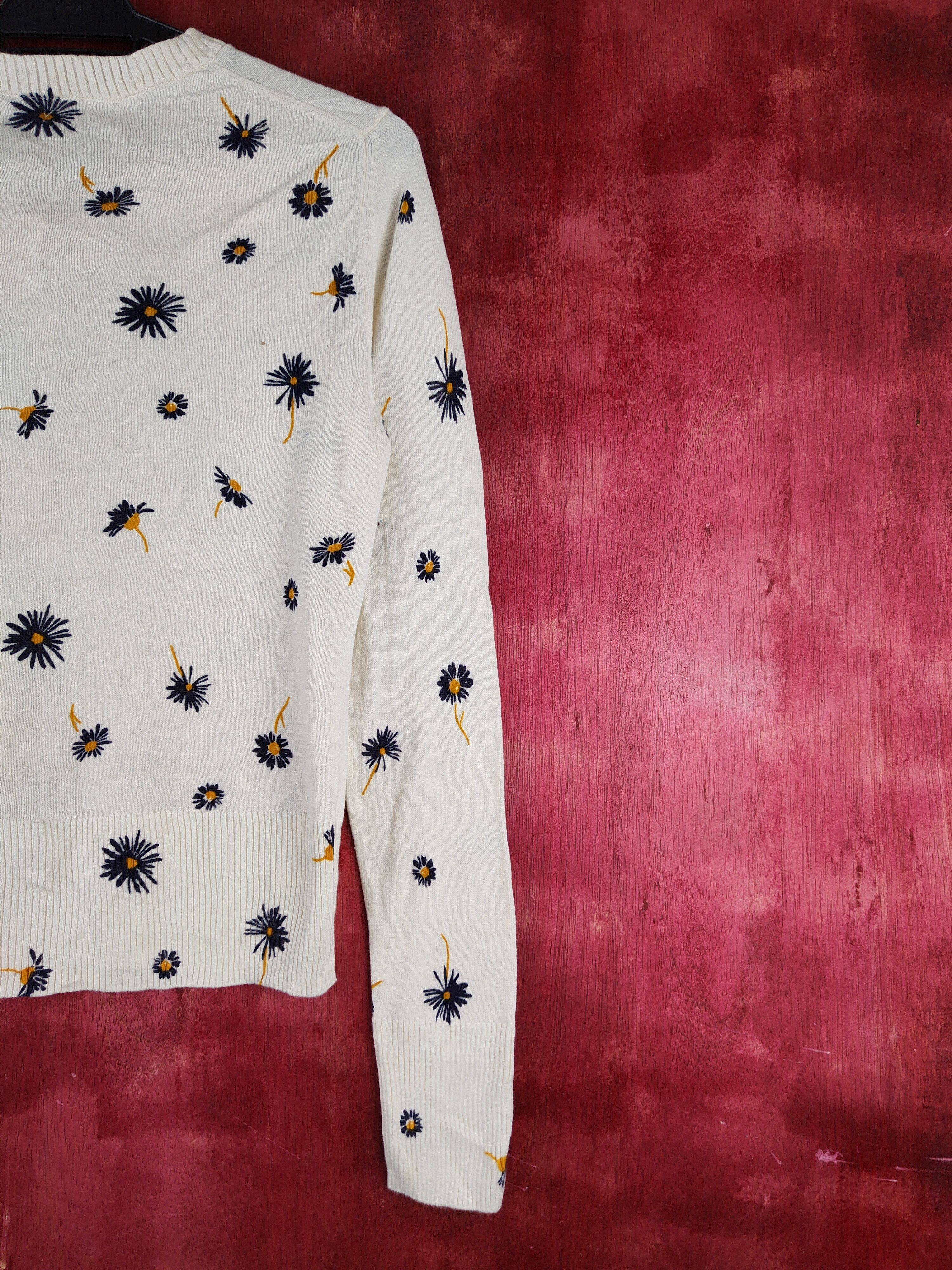 Gap × Japanese Brand GAP Cream Flowers Knitwear Cardigan #S1129 Size XS / US 0-2 / IT 36-38 - 9 Thumbnail