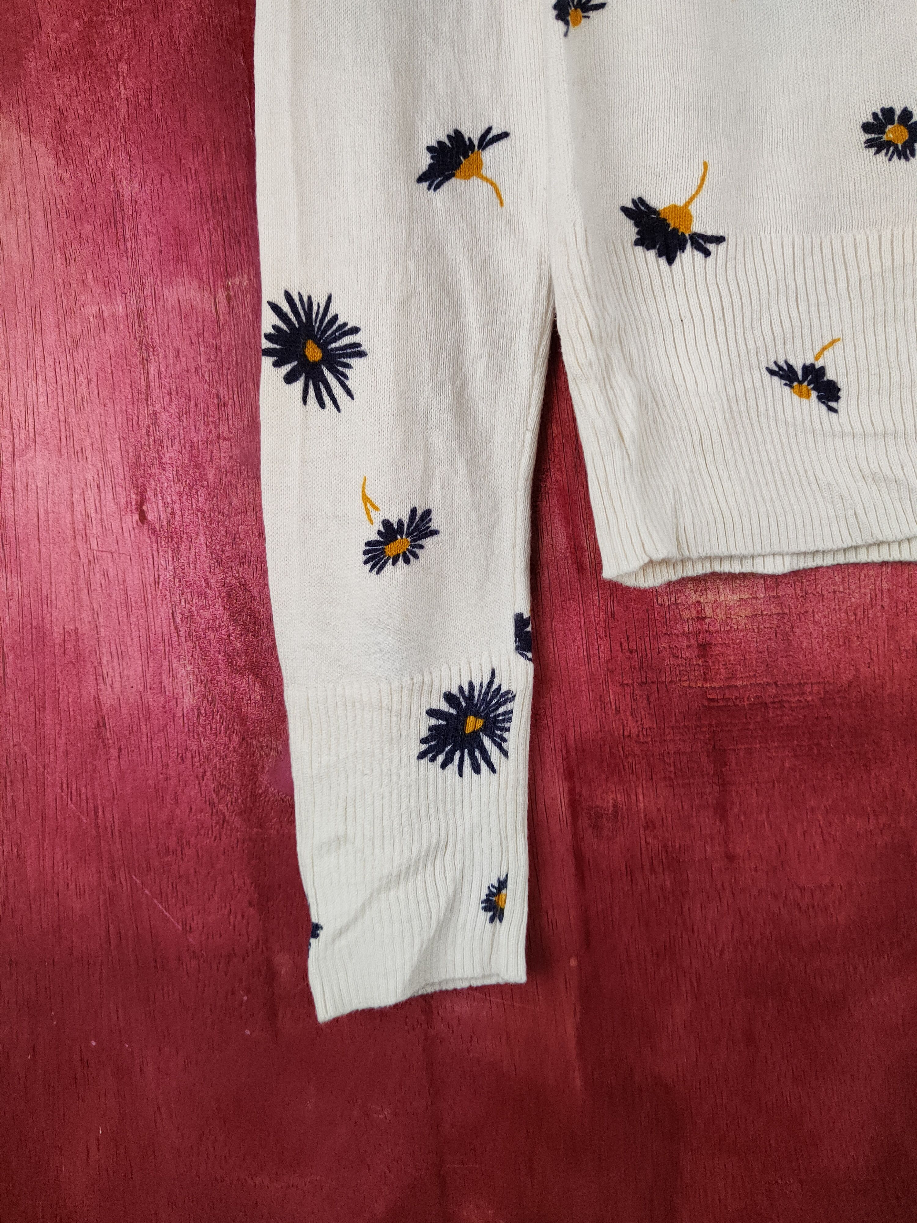Gap × Japanese Brand GAP Cream Flowers Knitwear Cardigan #S1129 Size XS / US 0-2 / IT 36-38 - 4 Thumbnail