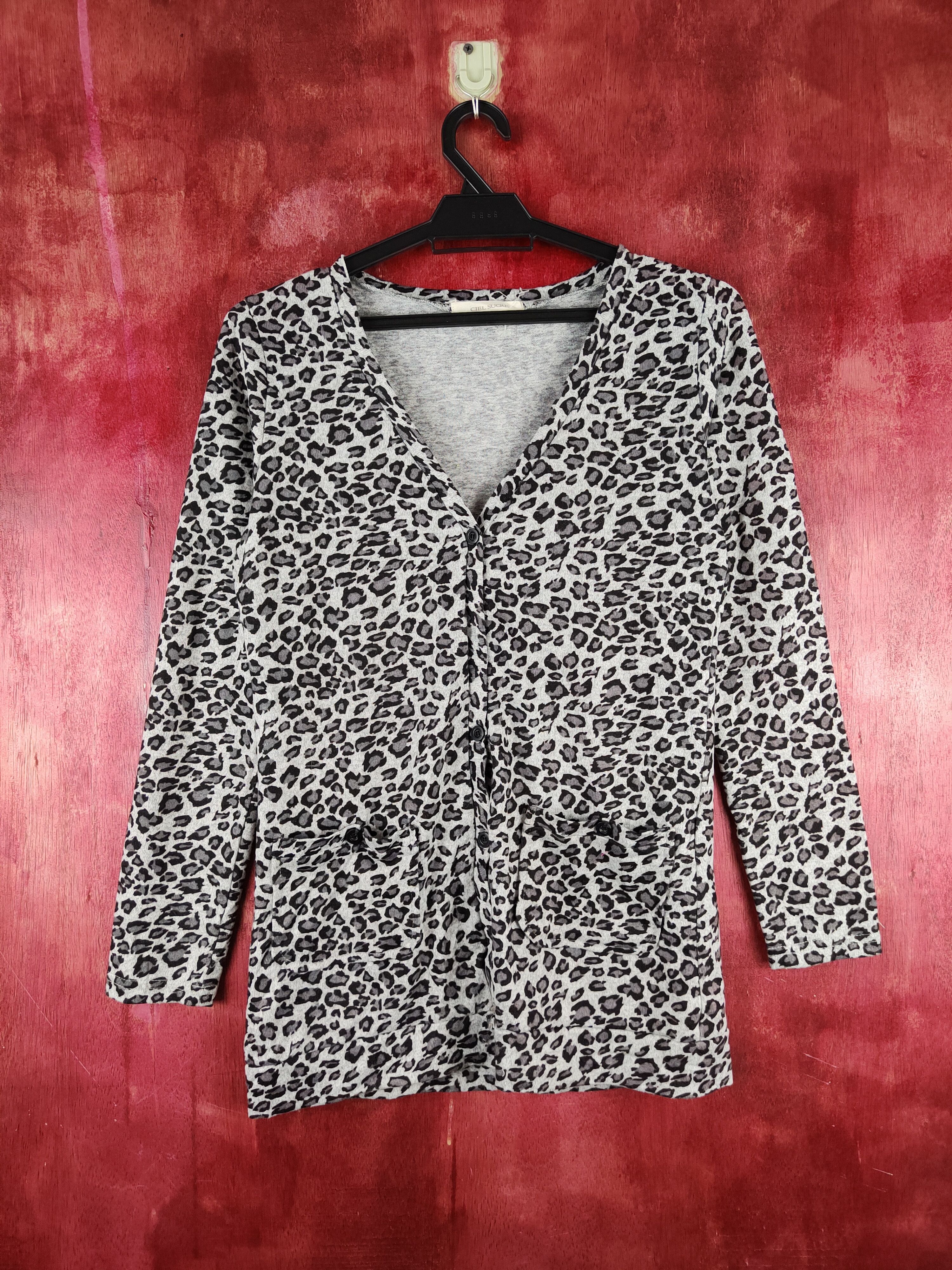 Japanese Brand Ciel Sucré leopad Gray Knitwear Cardigan #S1130 Size M / US 6-8 / IT 42-44 - 1 Thumbnail