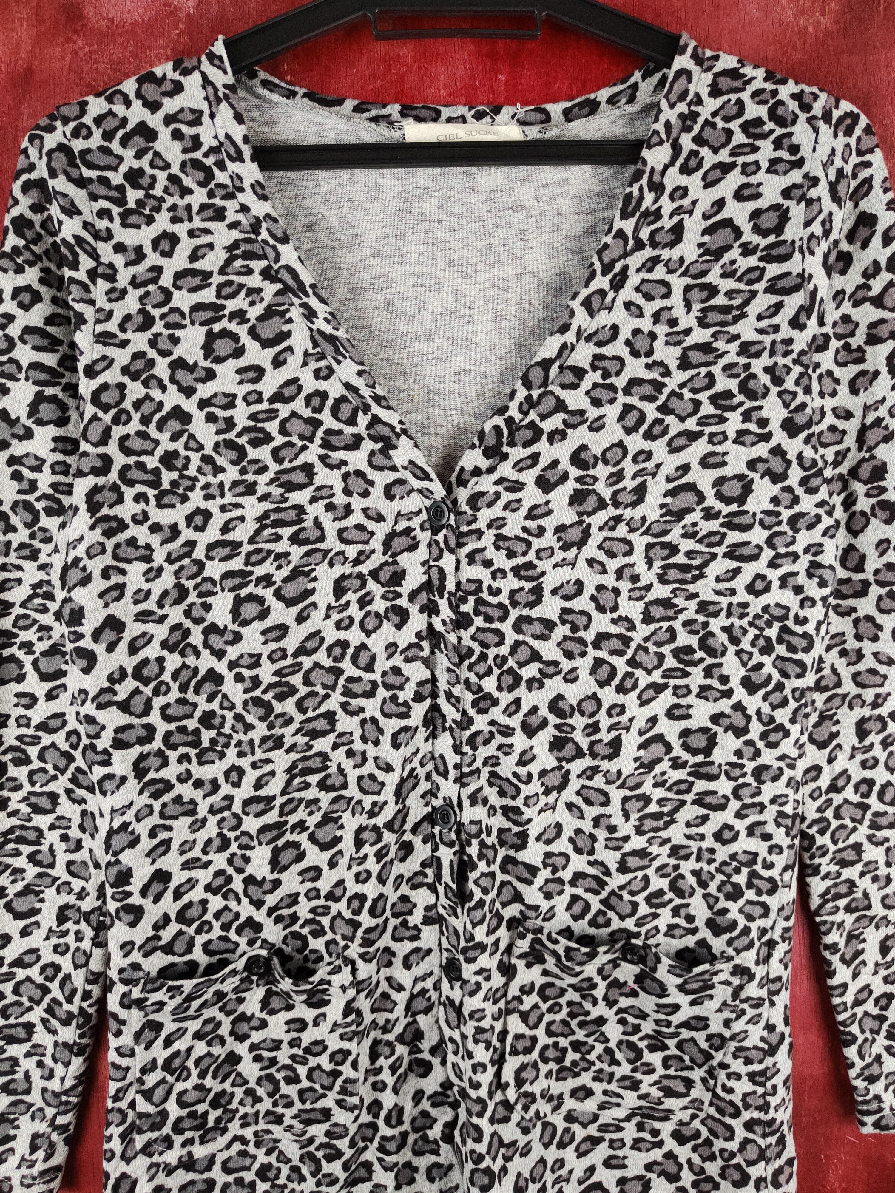 Japanese Brand Ciel Sucré leopad Gray Knitwear Cardigan #S1130 Size M / US 6-8 / IT 42-44 - 2 Thumbnail