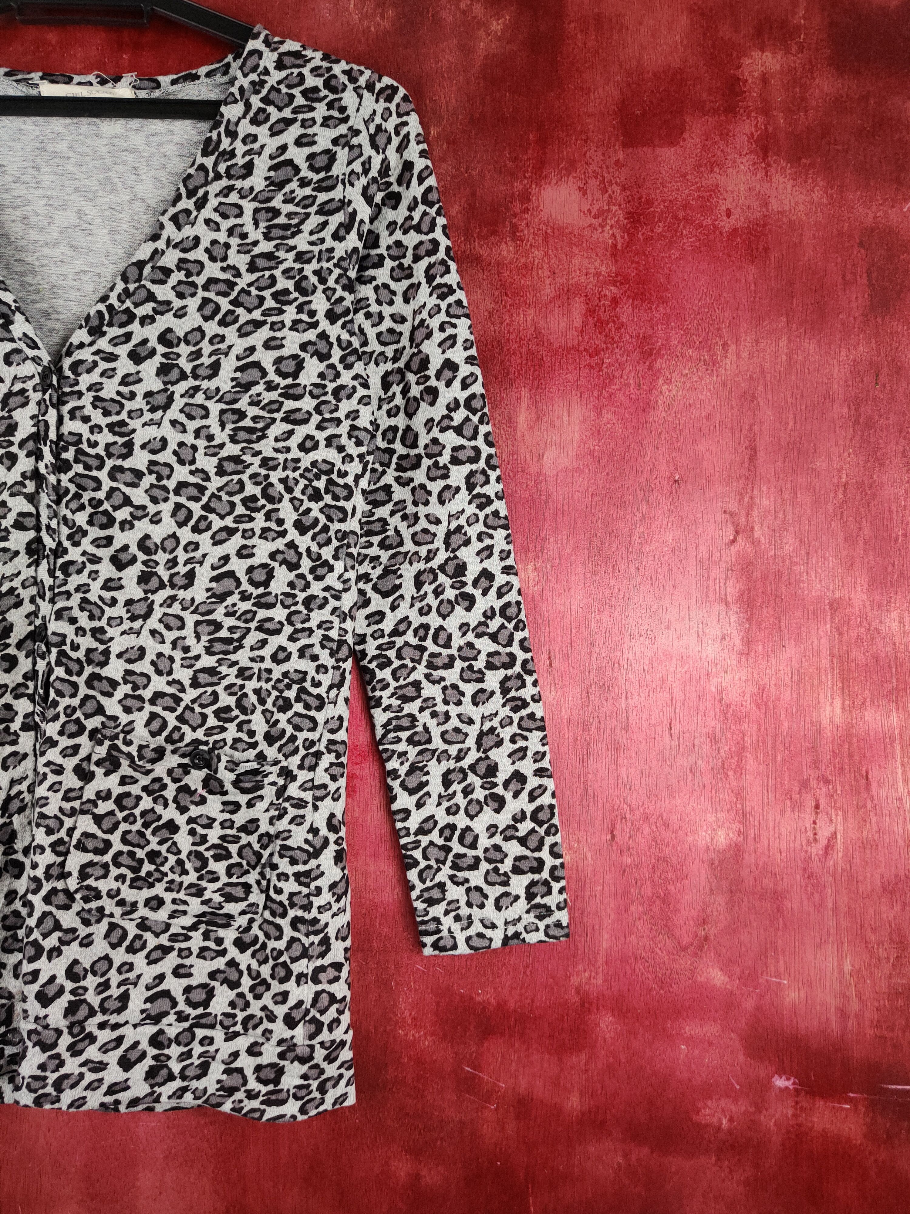 Japanese Brand Ciel Sucré leopad Gray Knitwear Cardigan #S1130 Size M / US 6-8 / IT 42-44 - 5 Thumbnail