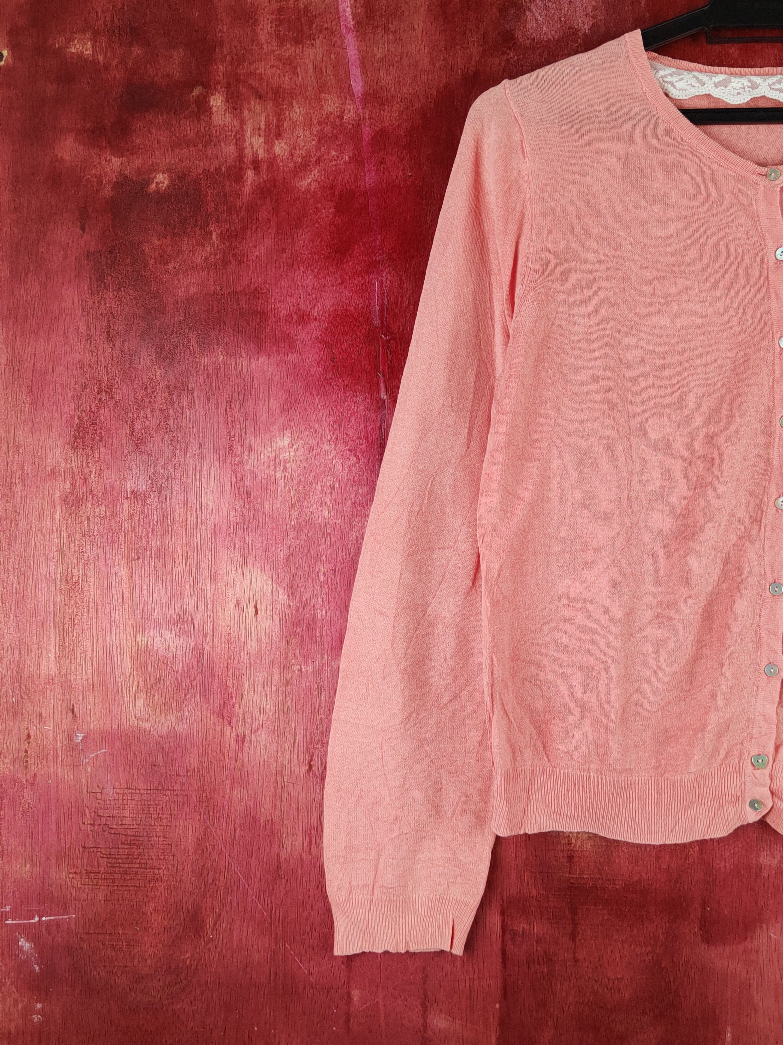 Japanese Brand Earth Music & Ecology Peach Knitwear Cardigan #S1132 Size M / US 6-8 / IT 42-44 - 3 Thumbnail