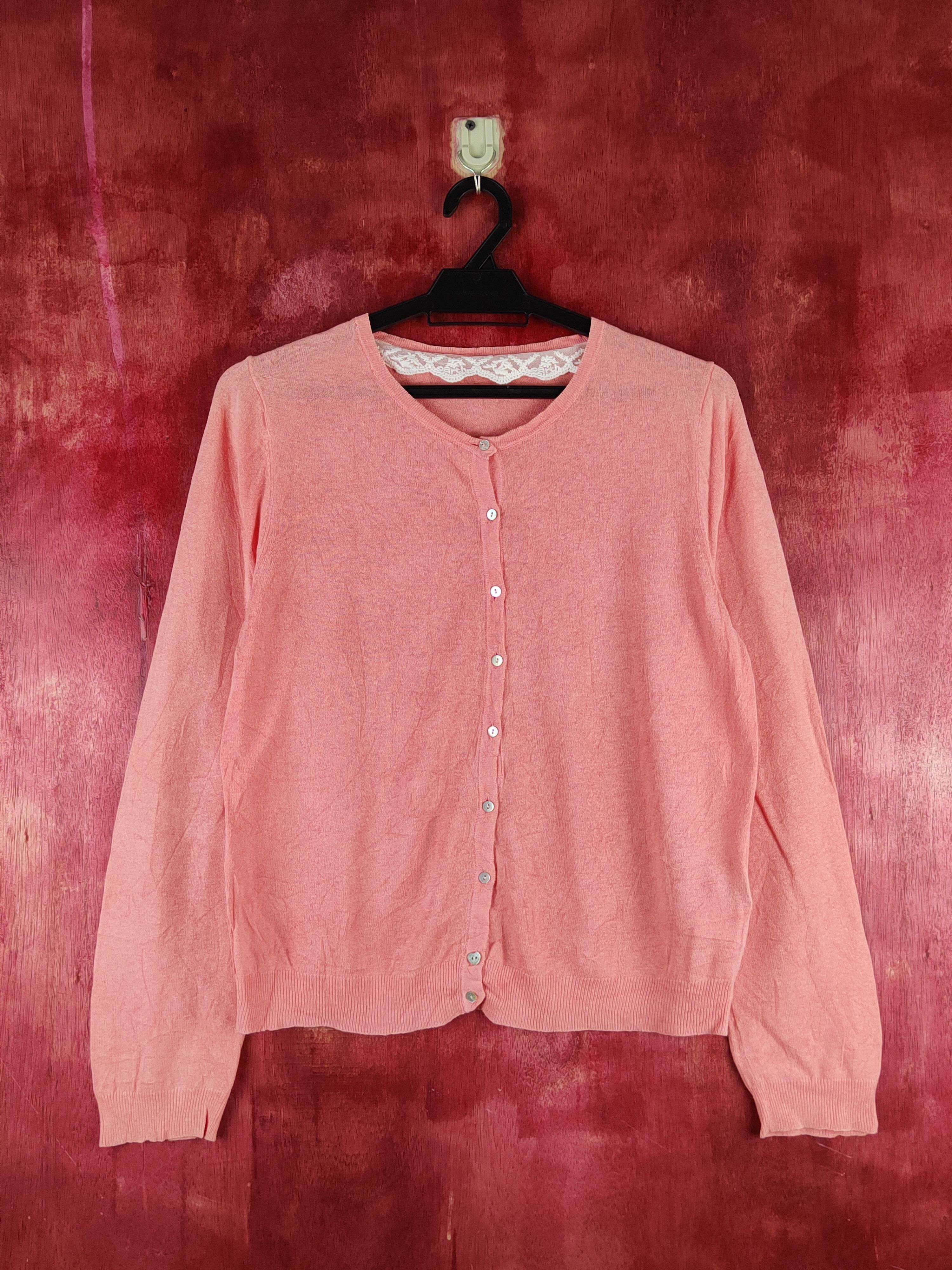 Japanese Brand Earth Music & Ecology Peach Knitwear Cardigan #S1132 Size M / US 6-8 / IT 42-44 - 1 Thumbnail