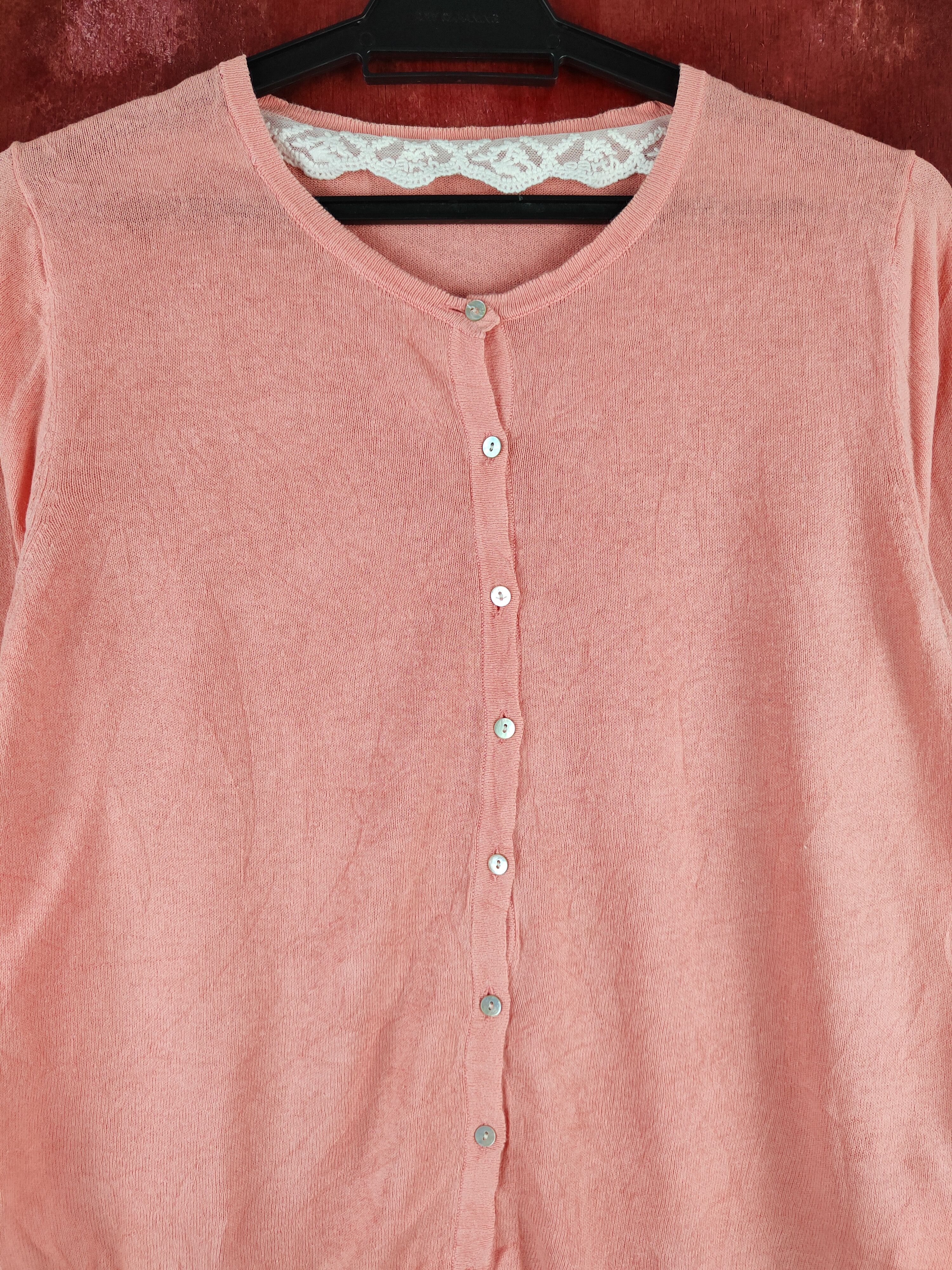 Japanese Brand Earth Music & Ecology Peach Knitwear Cardigan #S1132 Size M / US 6-8 / IT 42-44 - 2 Thumbnail