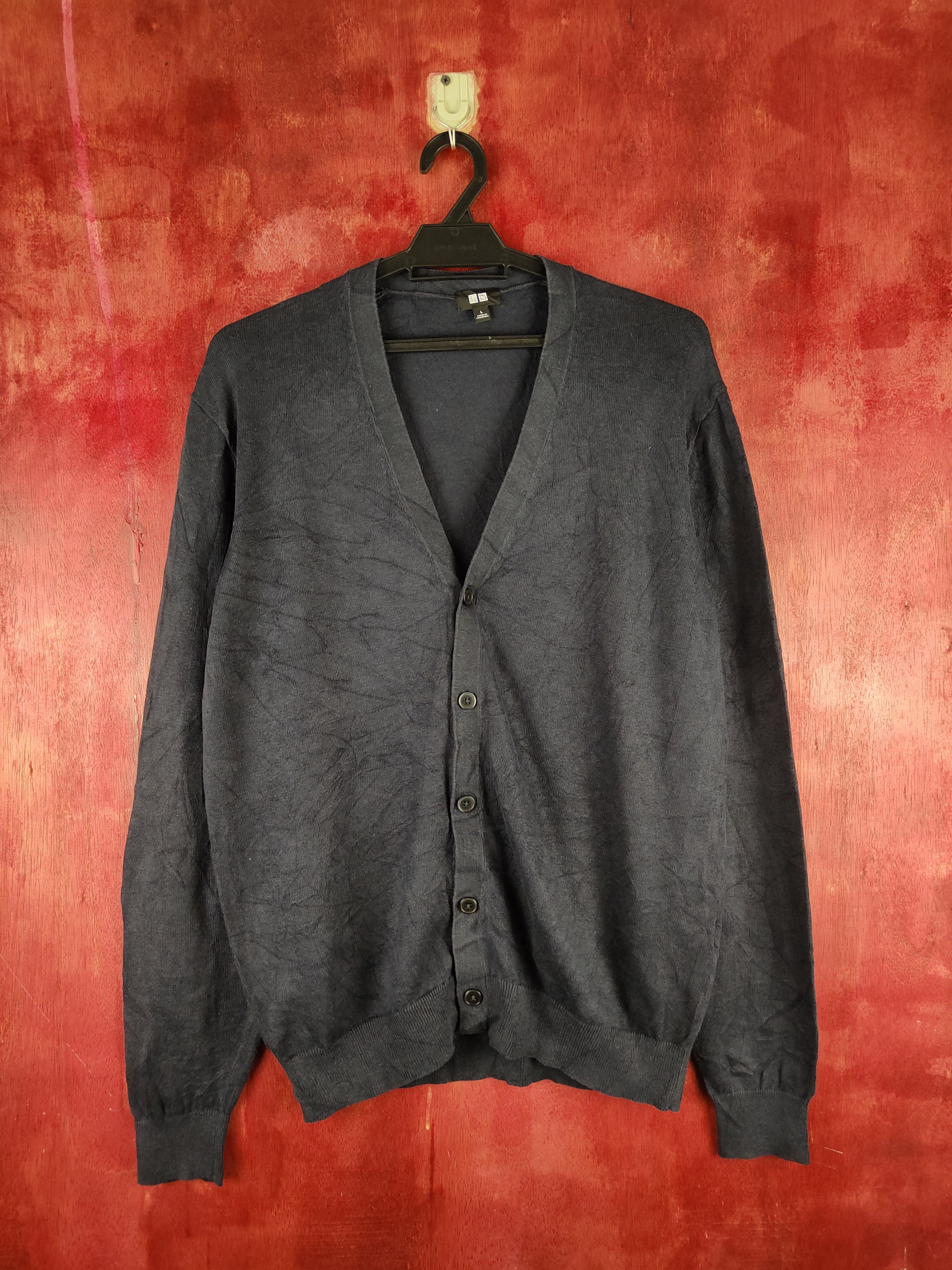 Japanese Brand × Uniqlo Uniqlo Navy Faded Knitwear Cardigan #S1134 Size US L / EU 52-54 / 3 - 1 Thumbnail