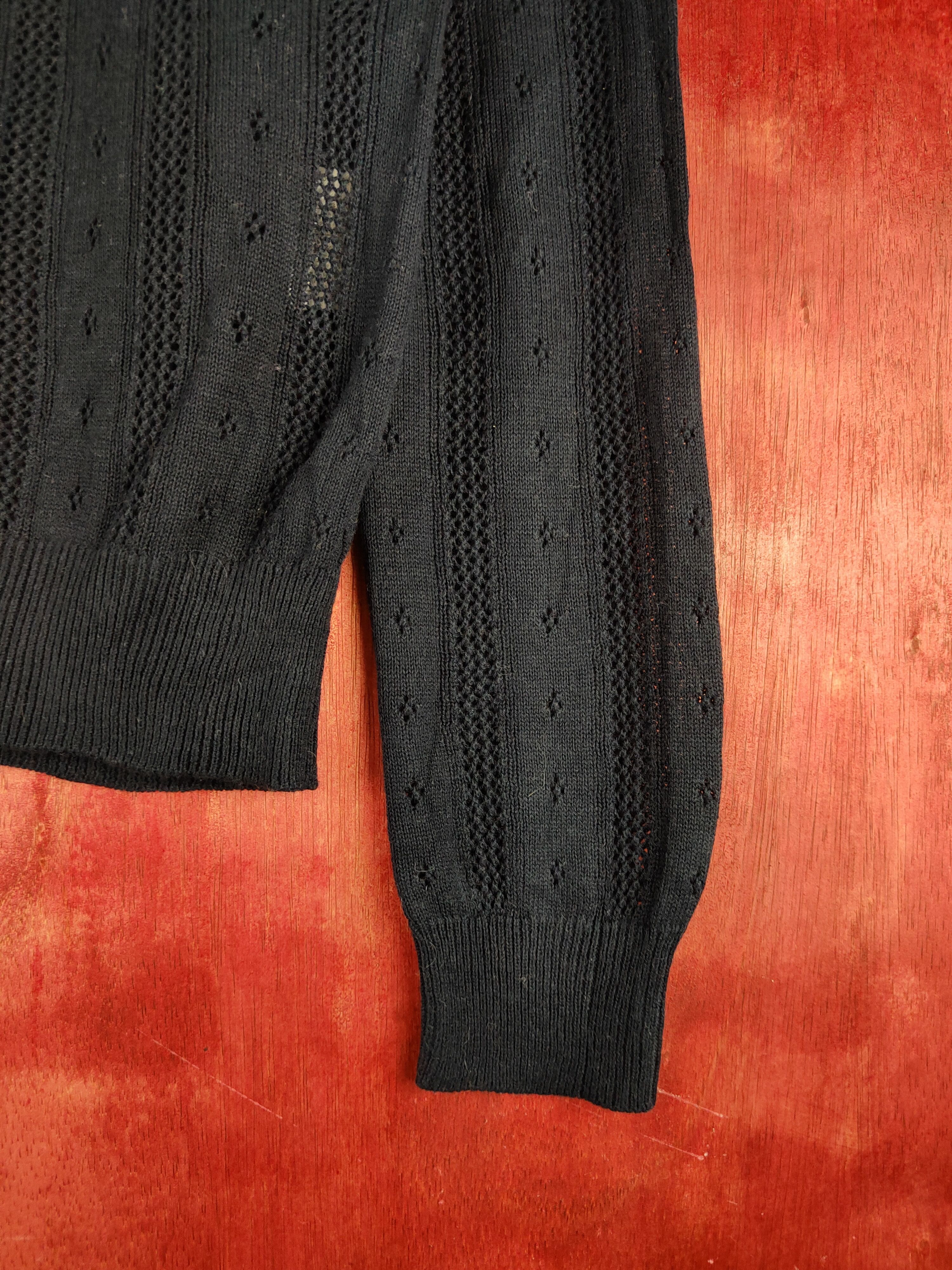Japanese Brand Sorridere Navy Crochet Meshnet Knitwear Cardigan #S1138 Size M / US 6-8 / IT 42-44 - 6 Thumbnail