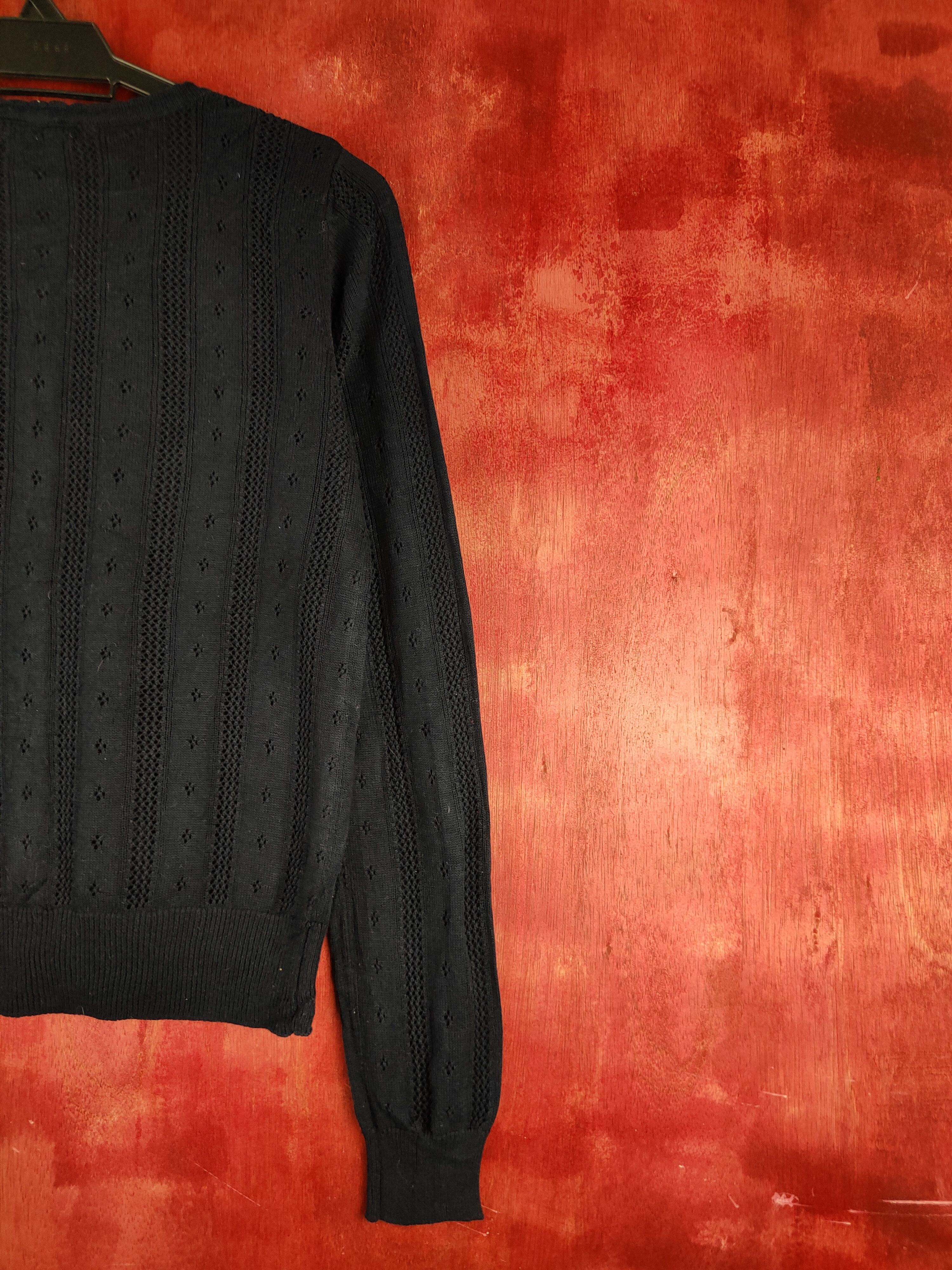 Japanese Brand Sorridere Navy Crochet Meshnet Knitwear Cardigan #S1138 Size M / US 6-8 / IT 42-44 - 9 Thumbnail