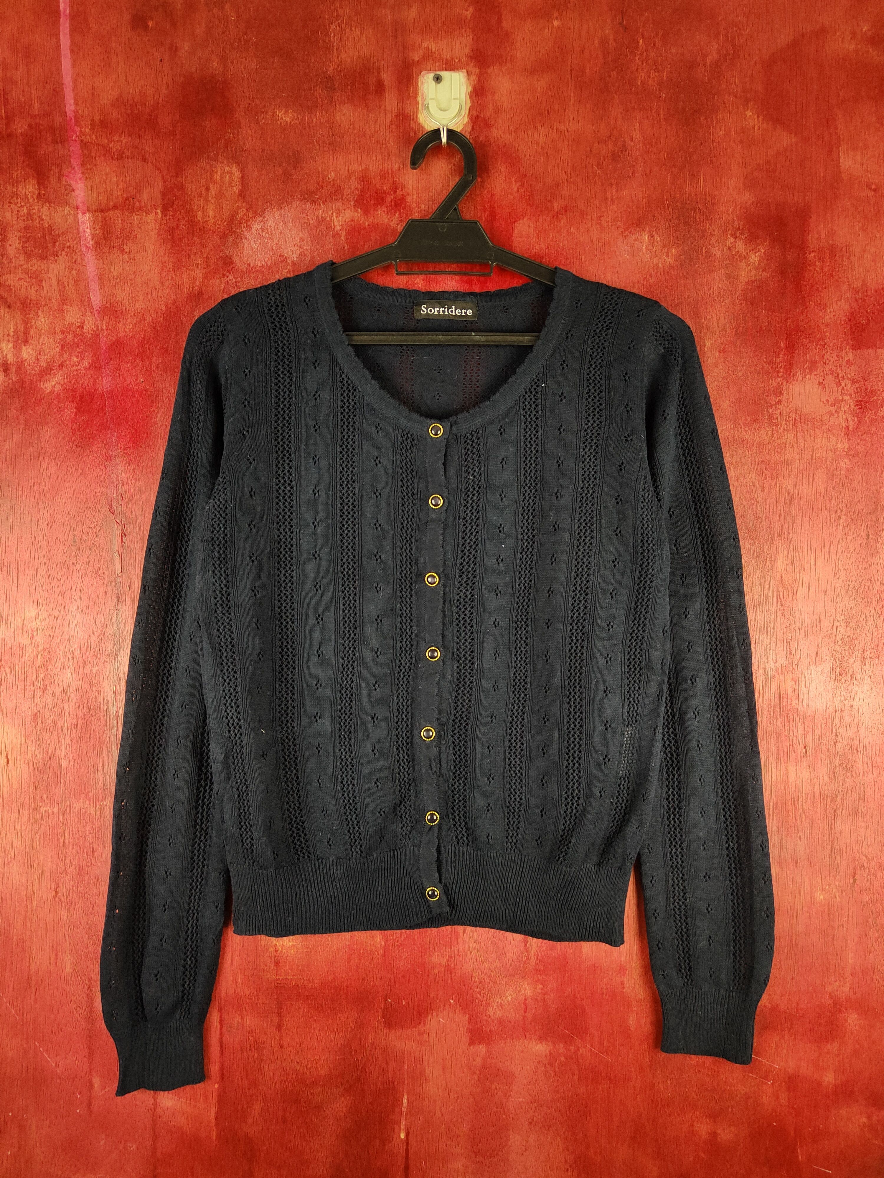 Japanese Brand Sorridere Navy Crochet Meshnet Knitwear Cardigan #S1138 Size M / US 6-8 / IT 42-44 - 1 Thumbnail