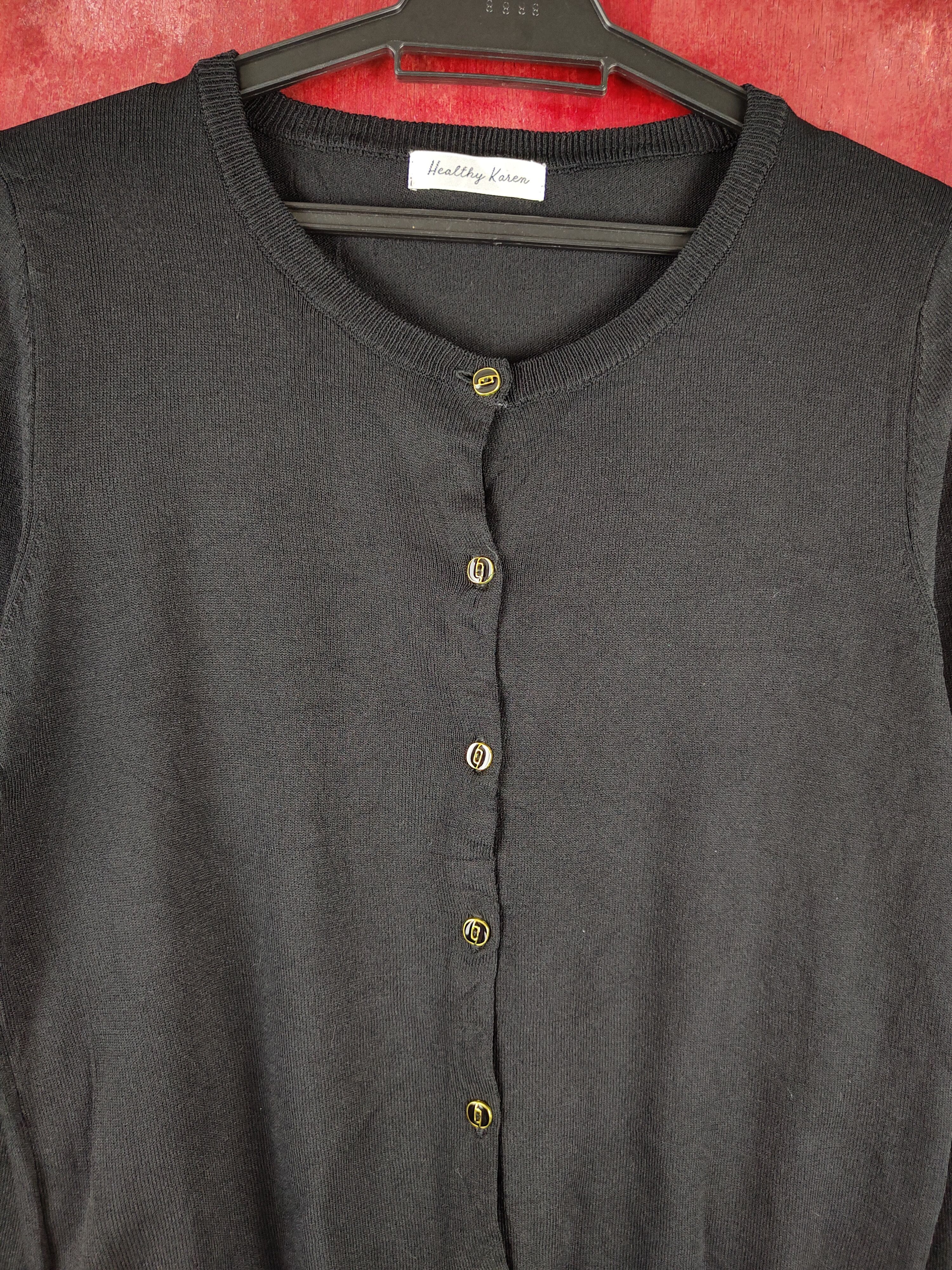 Japanese Brand Healthy Karen Black Knitwear Cardigan #S1143 Size S / US 4 / IT 40 - 2 Thumbnail