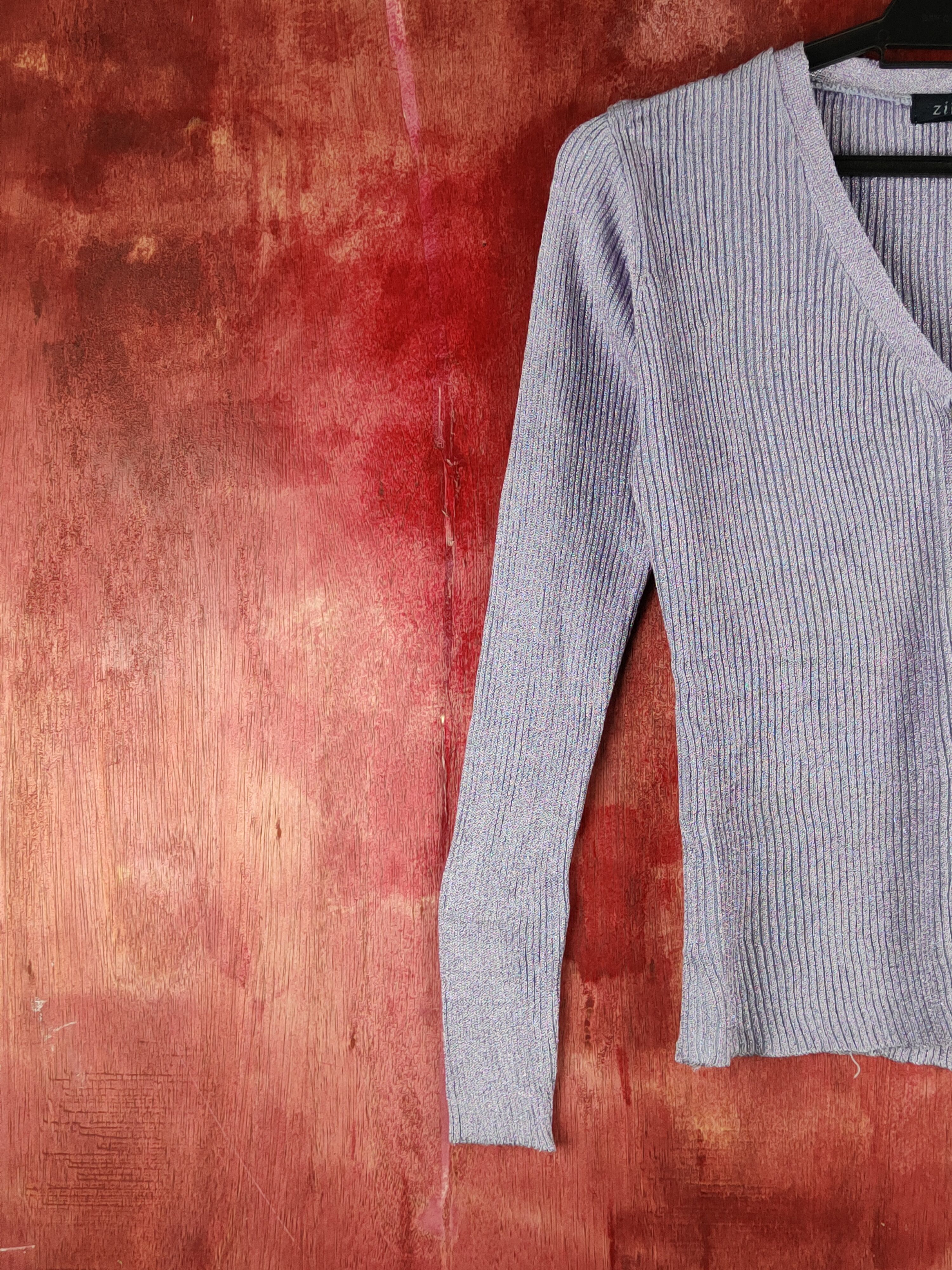 Japanese Brand Zibitto Purple Shining Knitwear Cardigan #S1145 Size S / US 4 / IT 40 - 3 Thumbnail