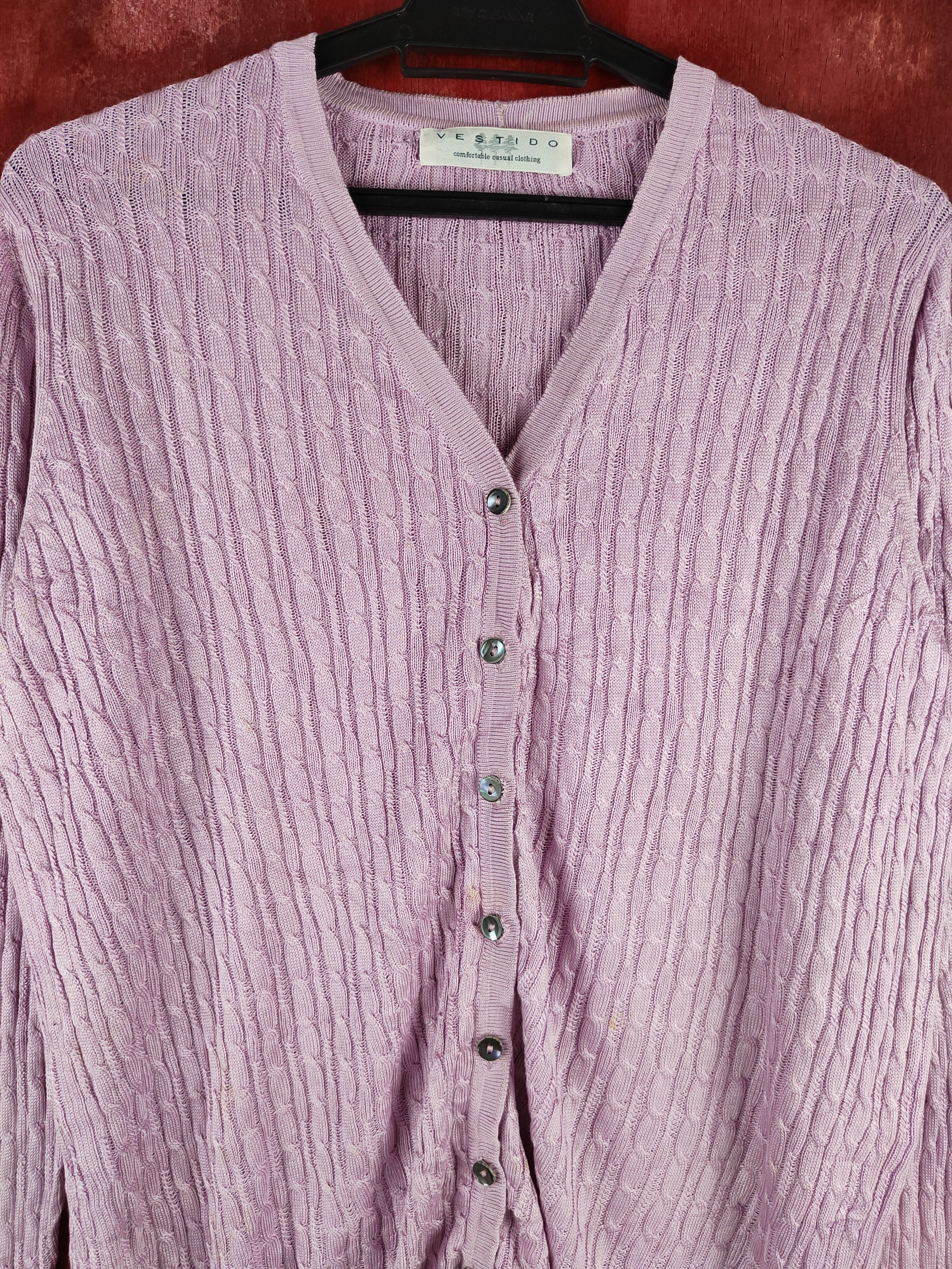 Japanese Brand × Vintage Vestido Lavender Crochet Meshnet Knitwear Cardigan #S1146 Size L / US 10 / IT 46 - 2 Thumbnail