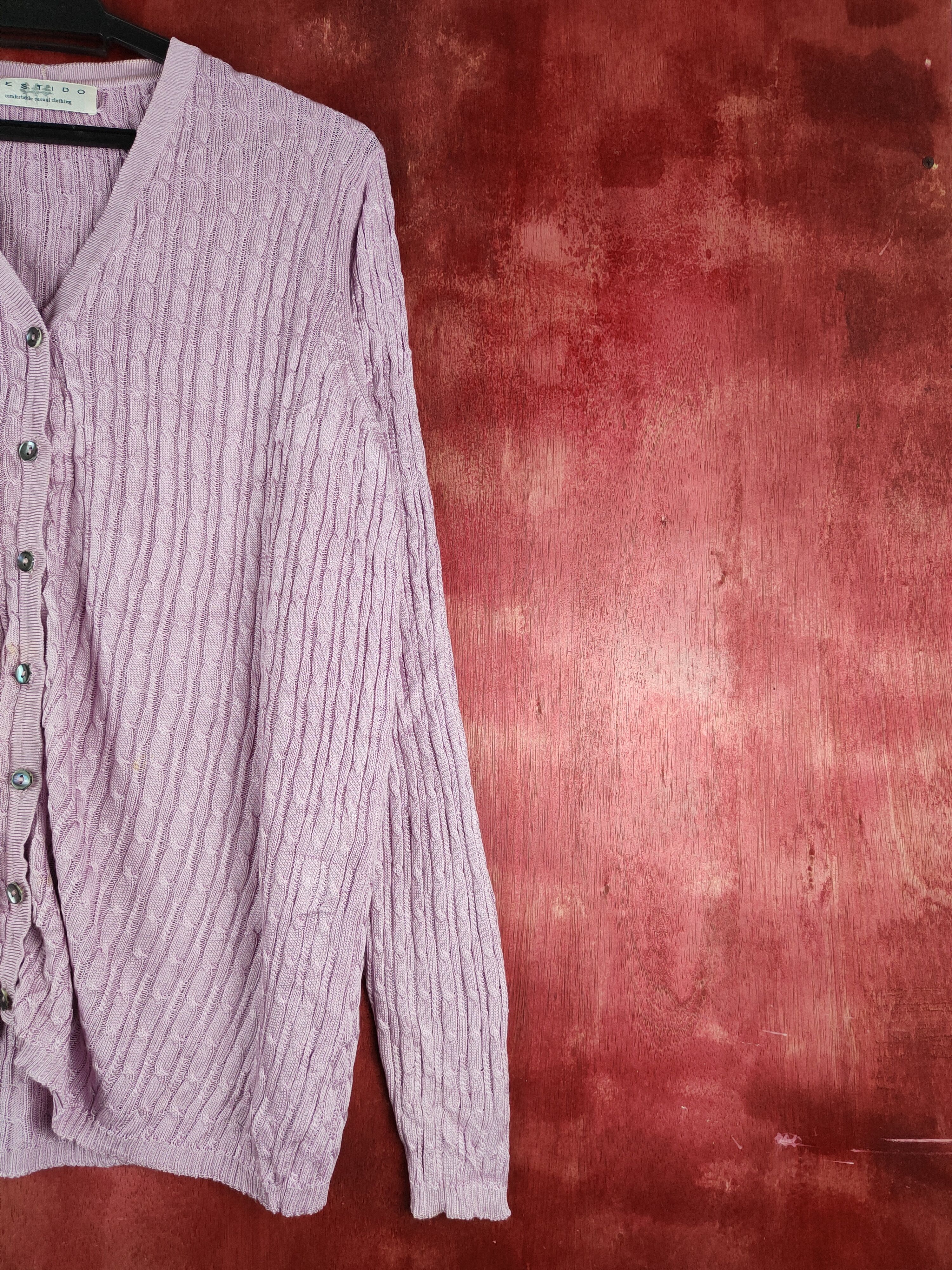 Japanese Brand × Vintage Vestido Lavender Crochet Meshnet Knitwear Cardigan #S1146 Size L / US 10 / IT 46 - 5 Thumbnail