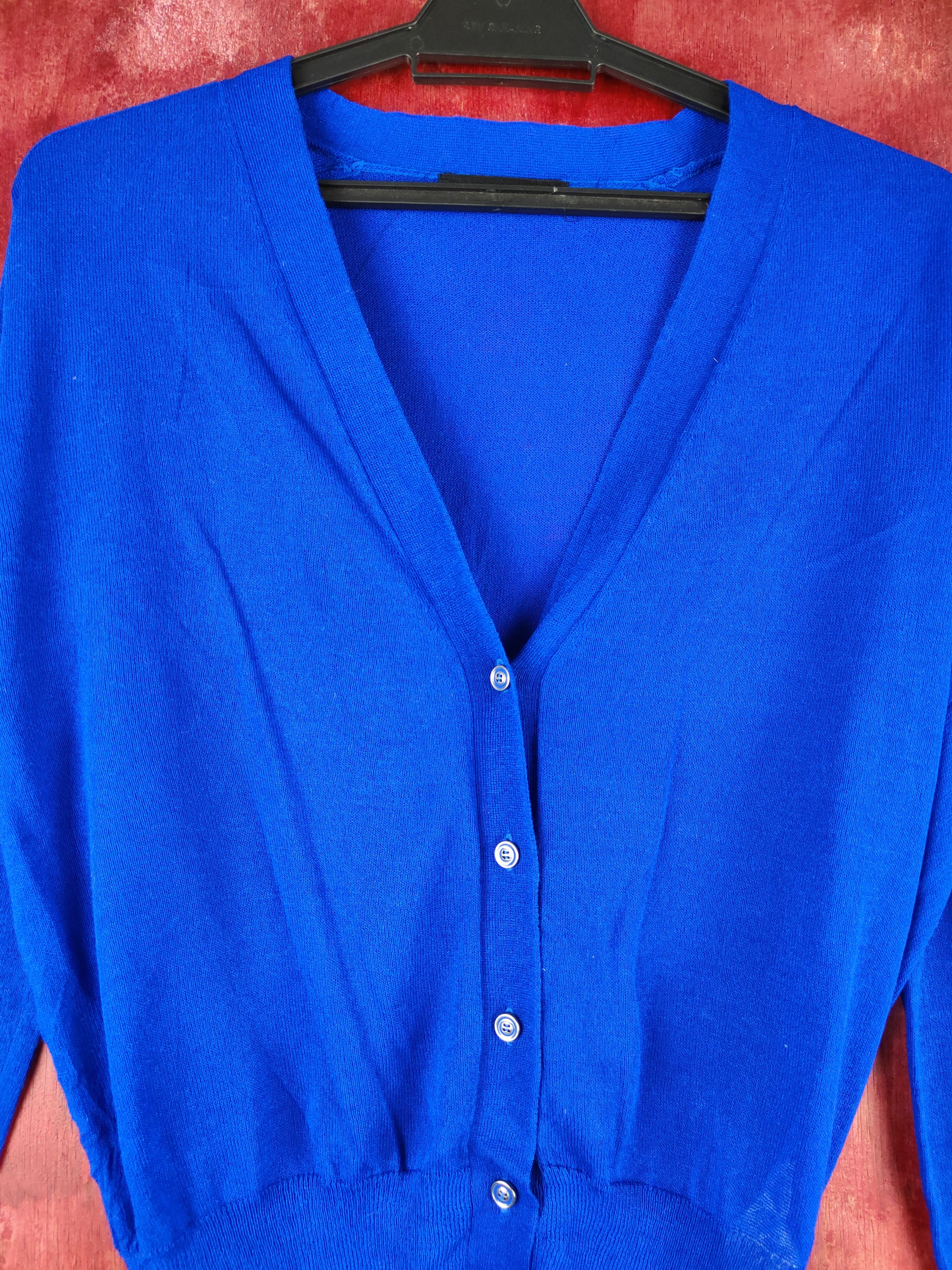 Japanese Brand Jeanasis Blue Knitwear Cardigan vintage japan #S1147 Size M / US 6-8 / IT 42-44 - 2 Thumbnail