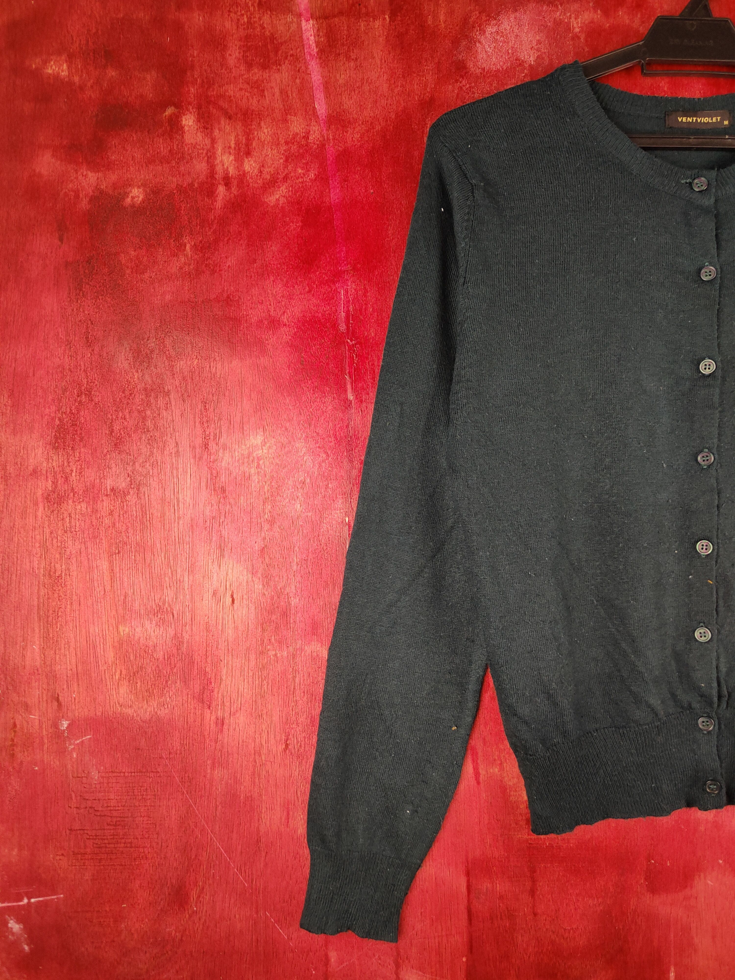 Japanese Brand Vent Violet Emerald Knitwear Cardigan #S1149 Size M / US 6-8 / IT 42-44 - 3 Thumbnail
