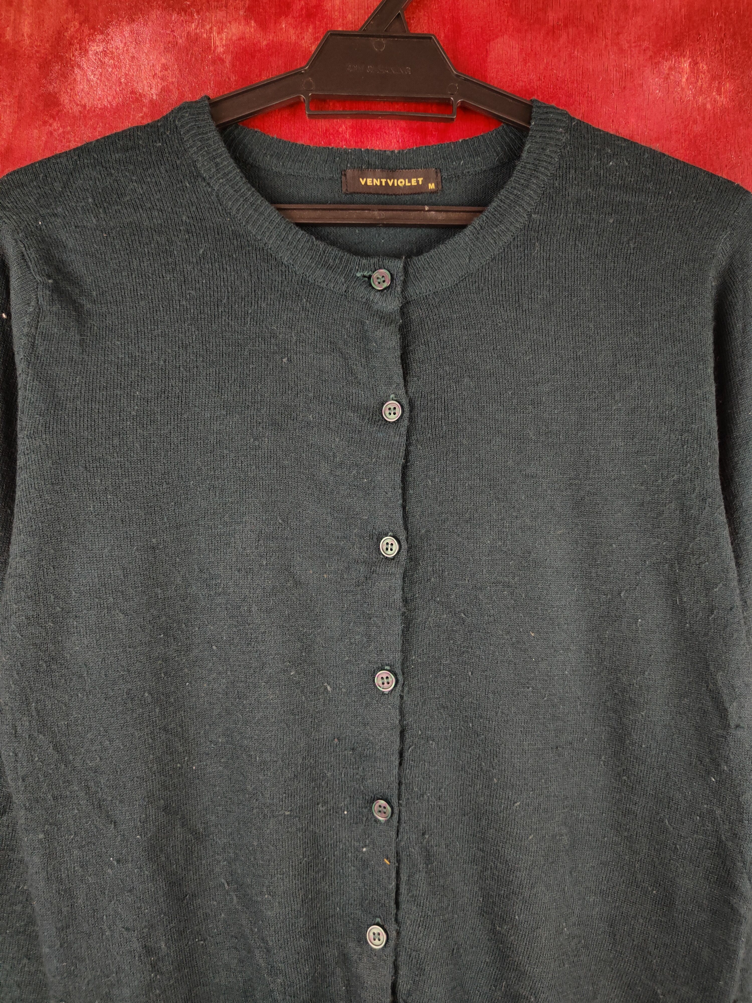 Japanese Brand Vent Violet Emerald Knitwear Cardigan #S1149 Size M / US 6-8 / IT 42-44 - 2 Thumbnail