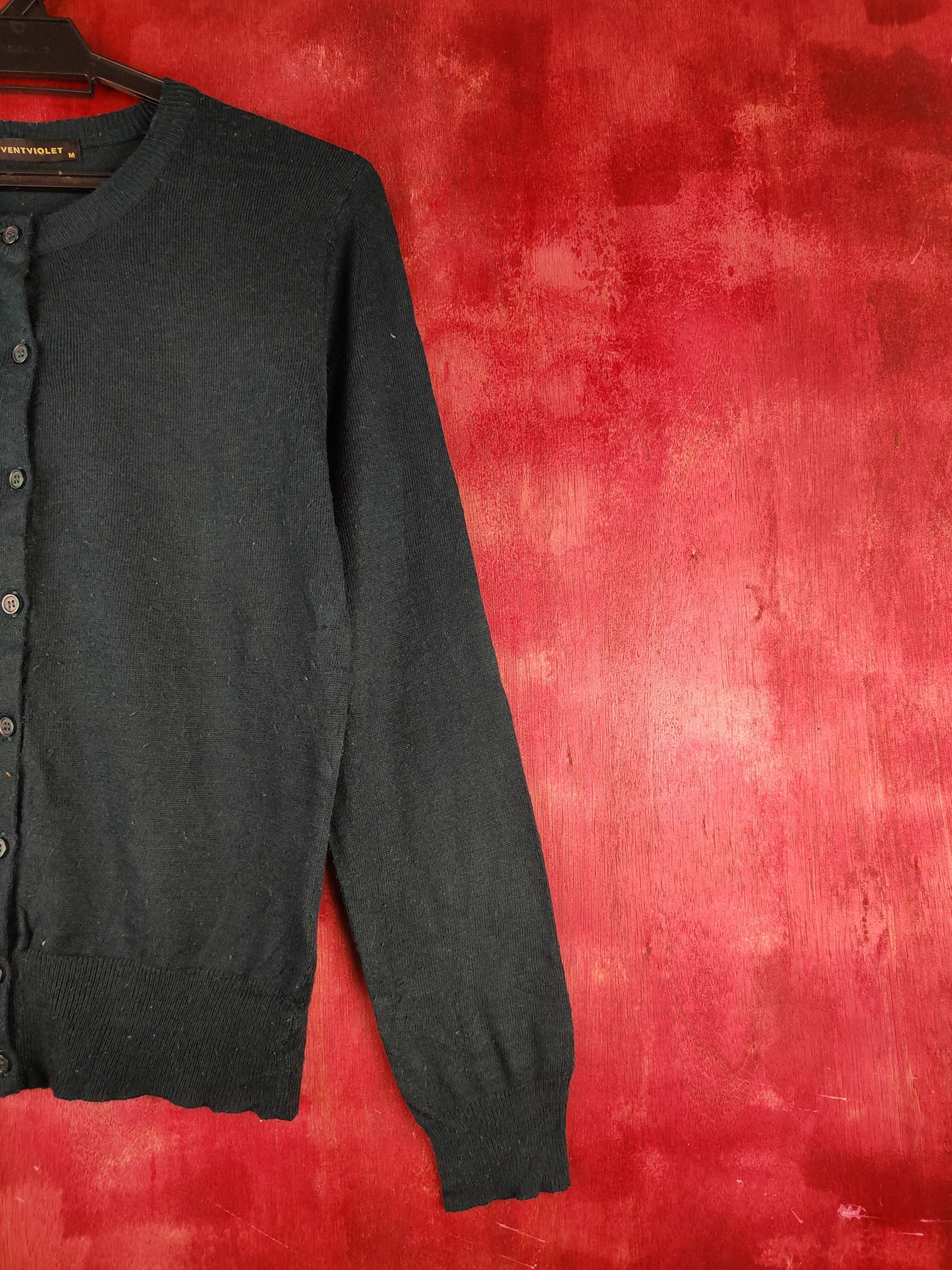 Japanese Brand Vent Violet Emerald Knitwear Cardigan #S1149 Size M / US 6-8 / IT 42-44 - 5 Thumbnail