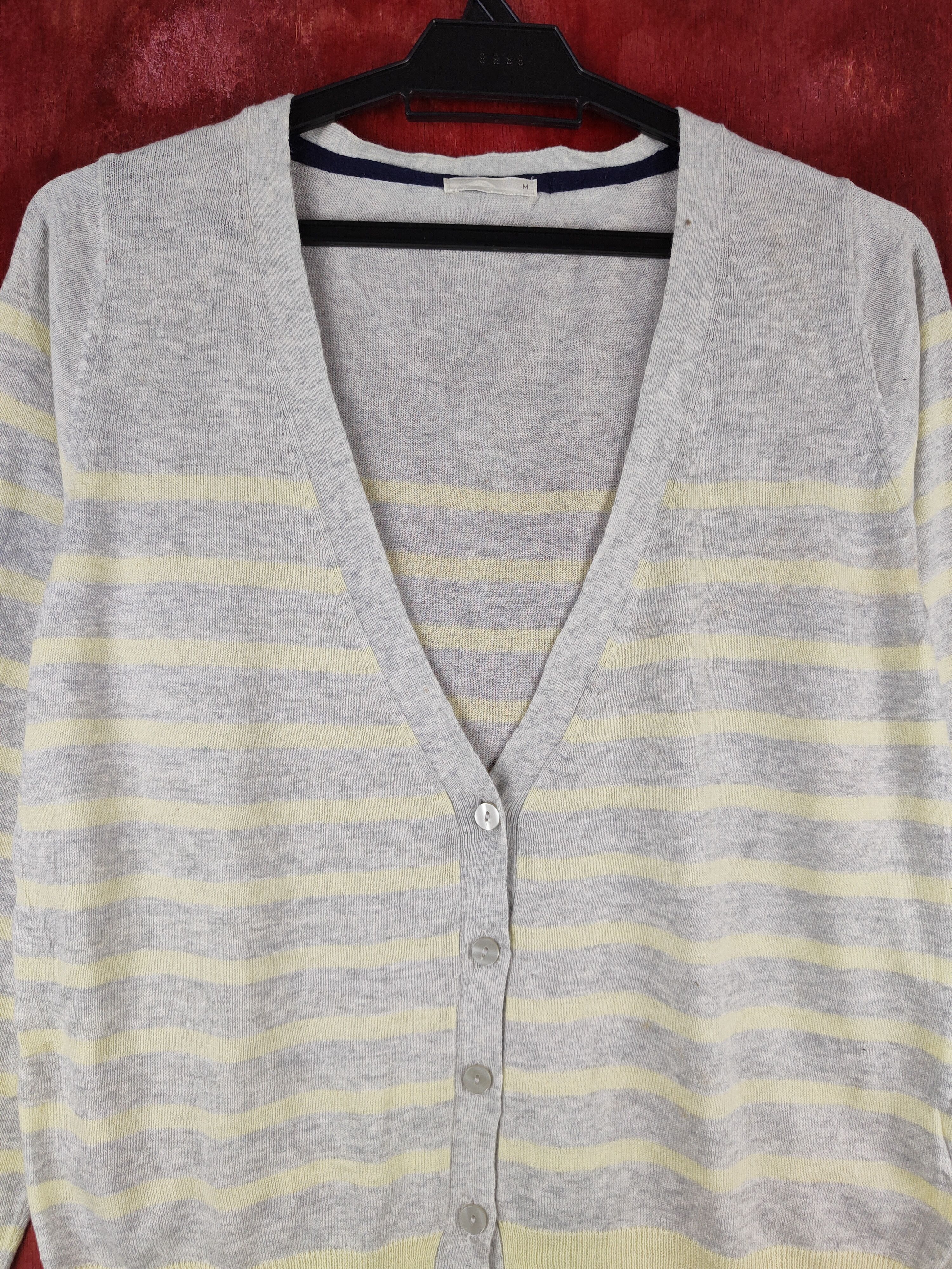 Japanese Brand Japanese Brand Yellow/Gray Stripe Knitwear Cardigan #S1152 Size M / US 6-8 / IT 42-44 - 2 Thumbnail
