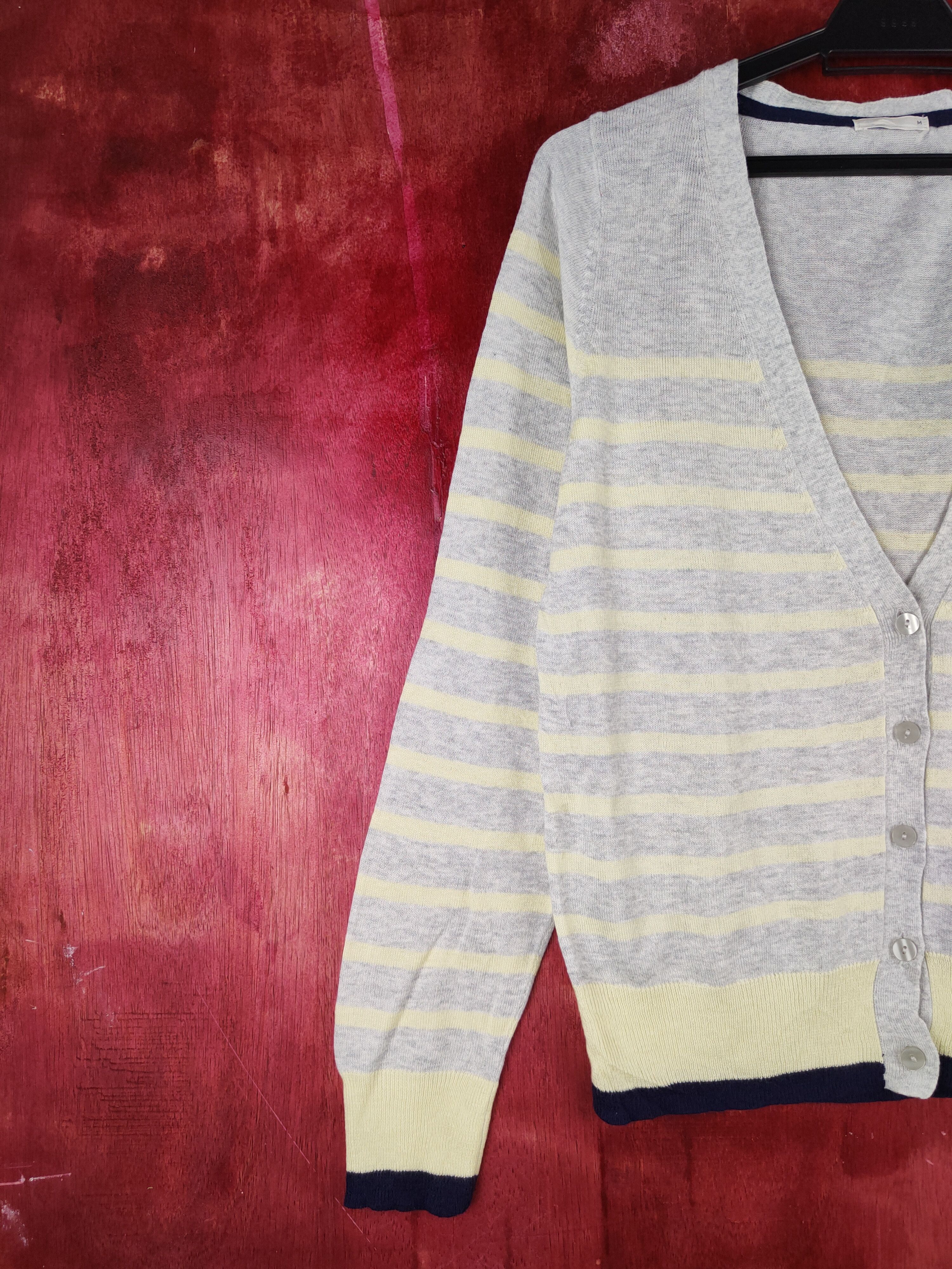Japanese Brand Japanese Brand Yellow/Gray Stripe Knitwear Cardigan #S1152 Size M / US 6-8 / IT 42-44 - 3 Thumbnail