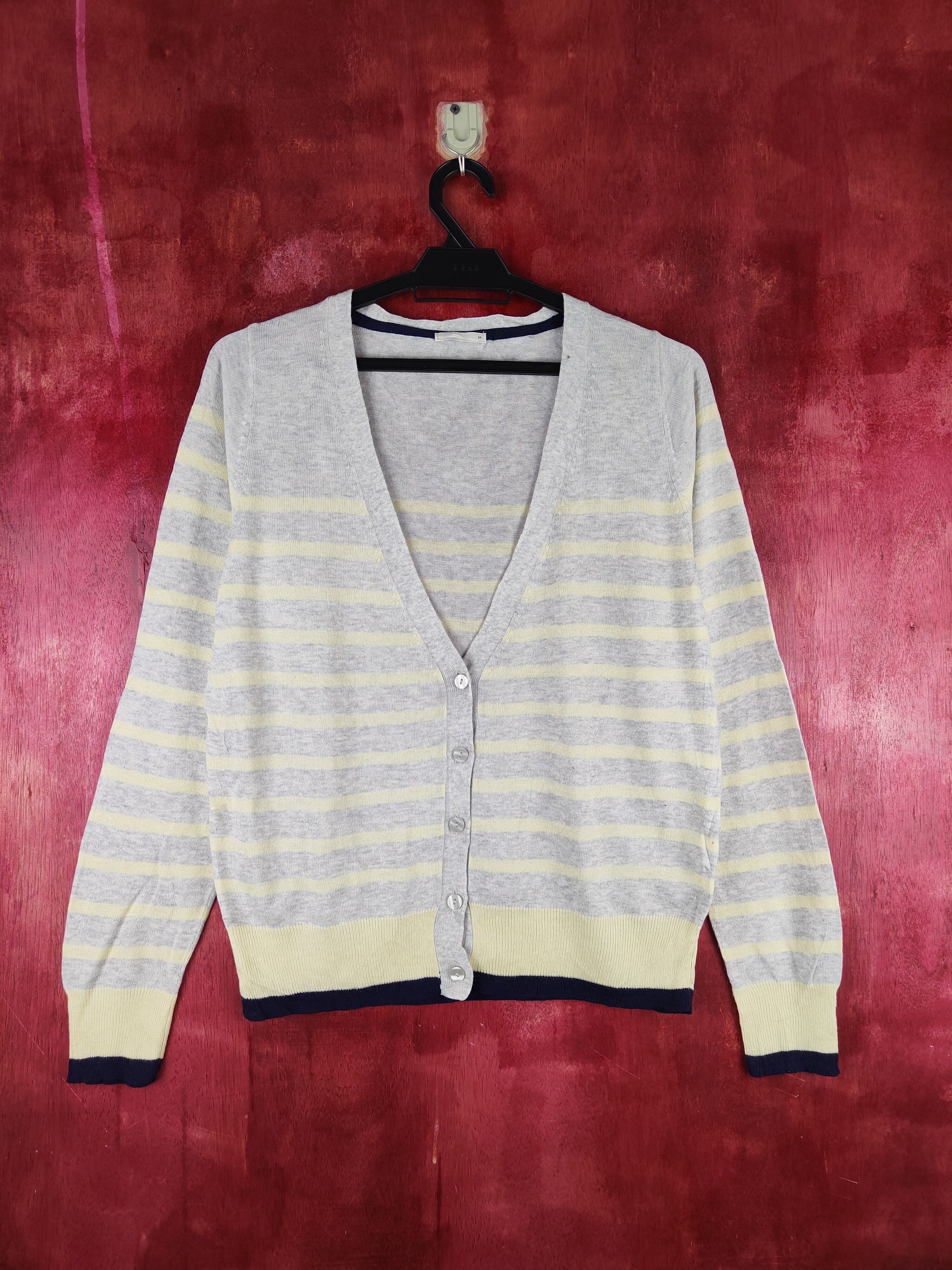 Japanese Brand Japanese Brand Yellow/Gray Stripe Knitwear Cardigan #S1152 Size M / US 6-8 / IT 42-44 - 1 Thumbnail