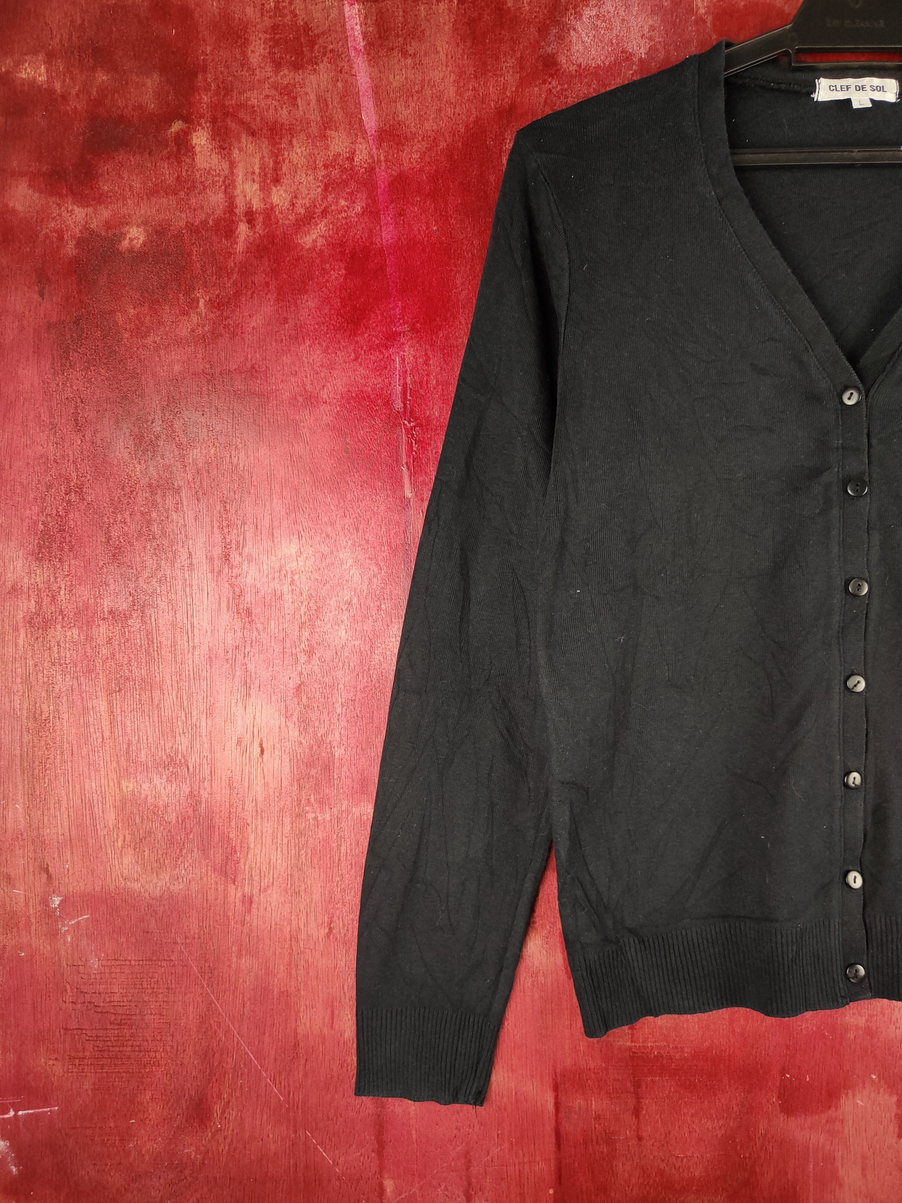 Japanese Brand Clef del Sol Black Knitwear Cardigan #S1158 Size M / US 6-8 / IT 42-44 - 3 Thumbnail