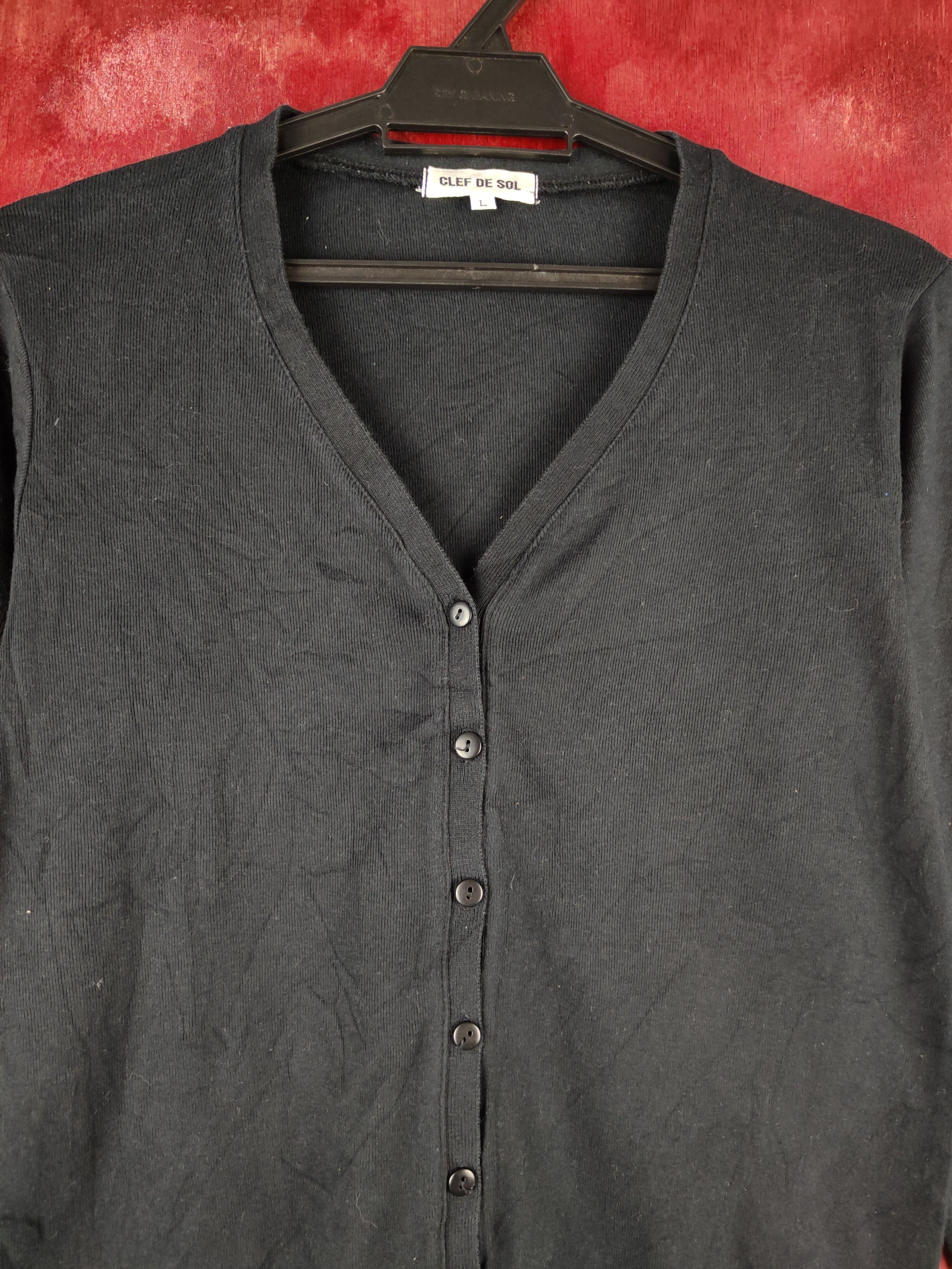Japanese Brand Clef del Sol Black Knitwear Cardigan #S1158 Size M / US 6-8 / IT 42-44 - 2 Thumbnail