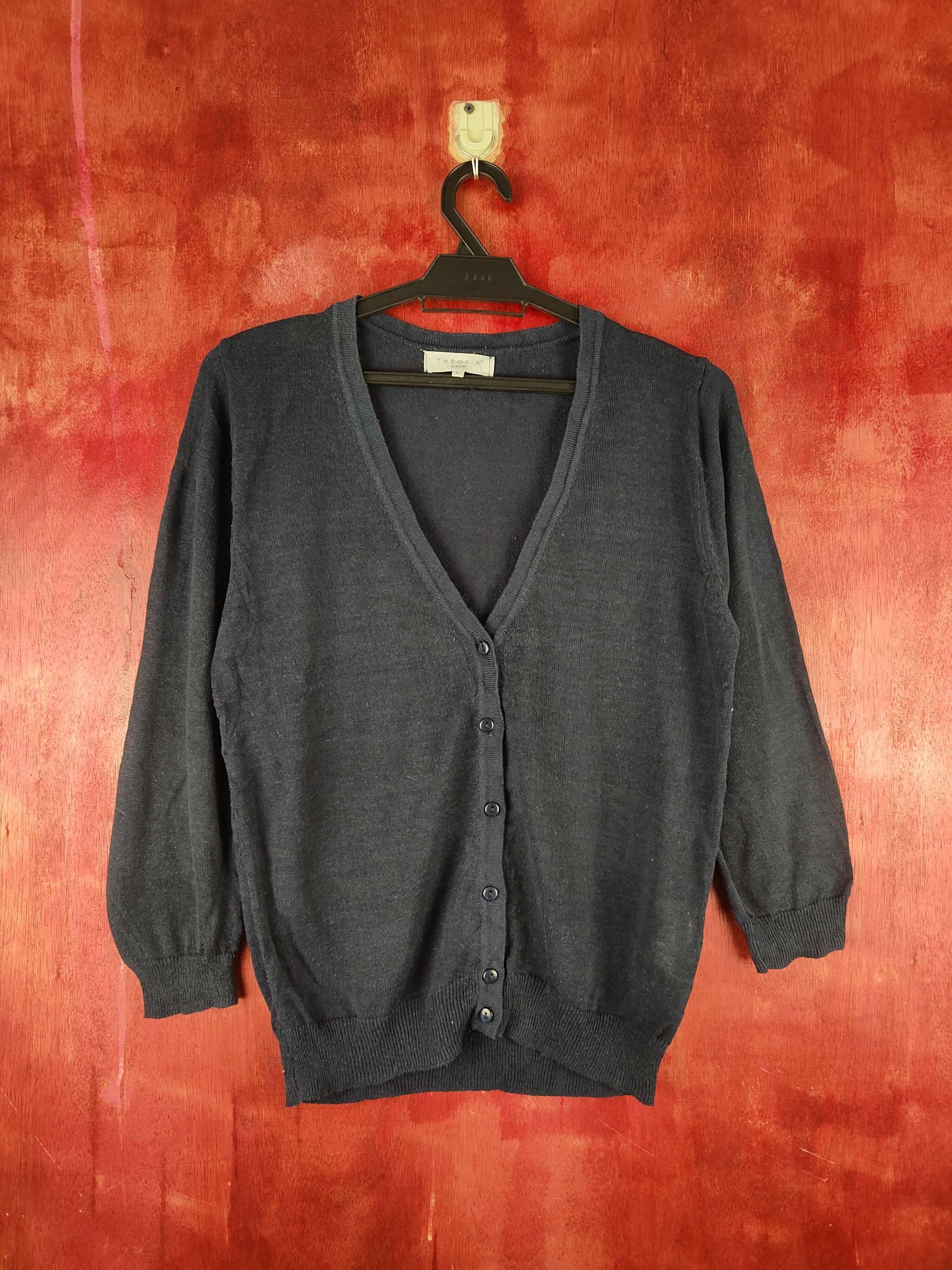 image of Theoria Navy Vintage Knitwear Cardigan S1161 in Navy Blue, Women's (Size Medium)
