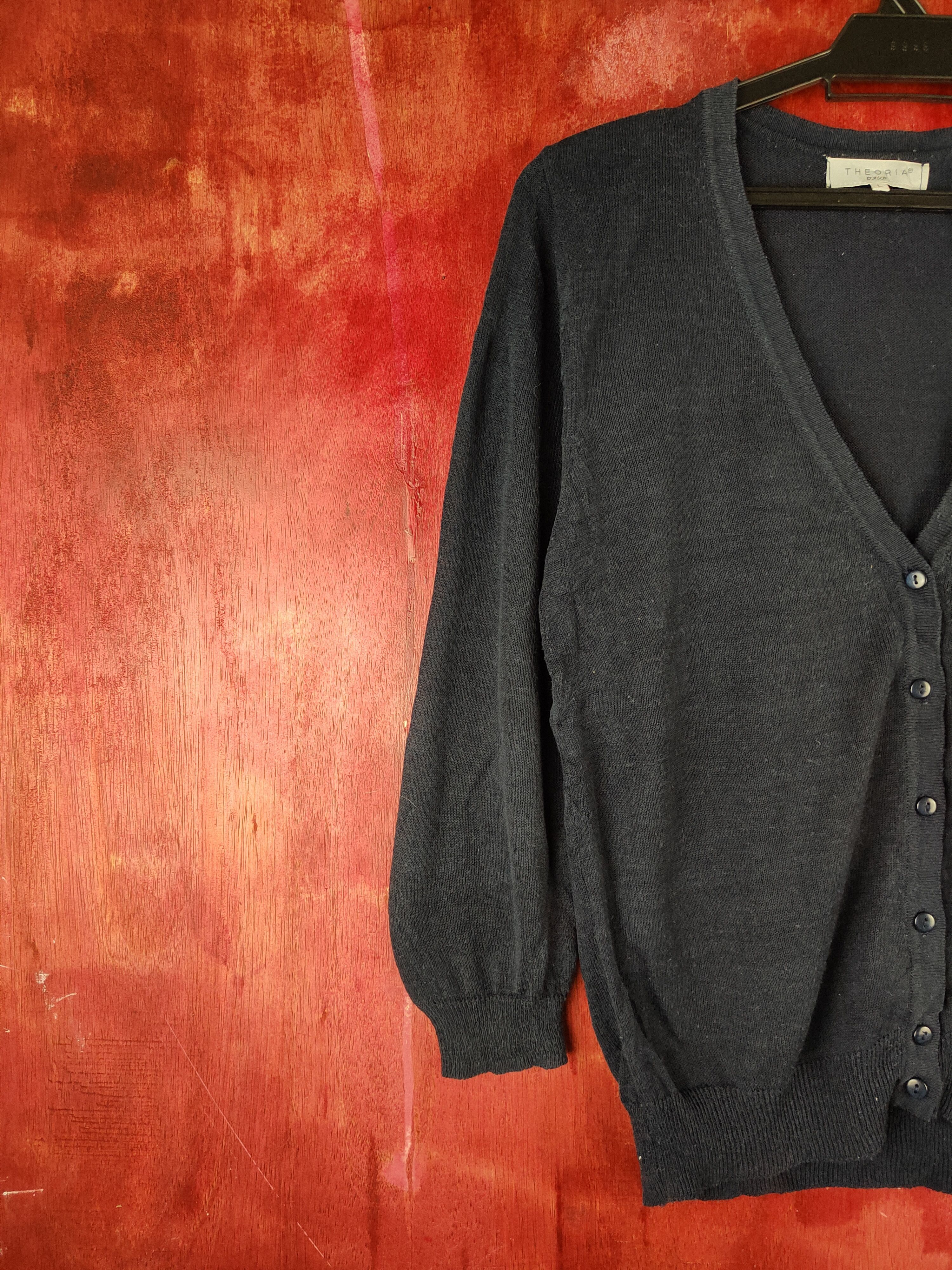 Japanese Brand Theoria Navy vintage Knitwear Cardigan #S1161 Size M / US 6-8 / IT 42-44 - 3 Thumbnail