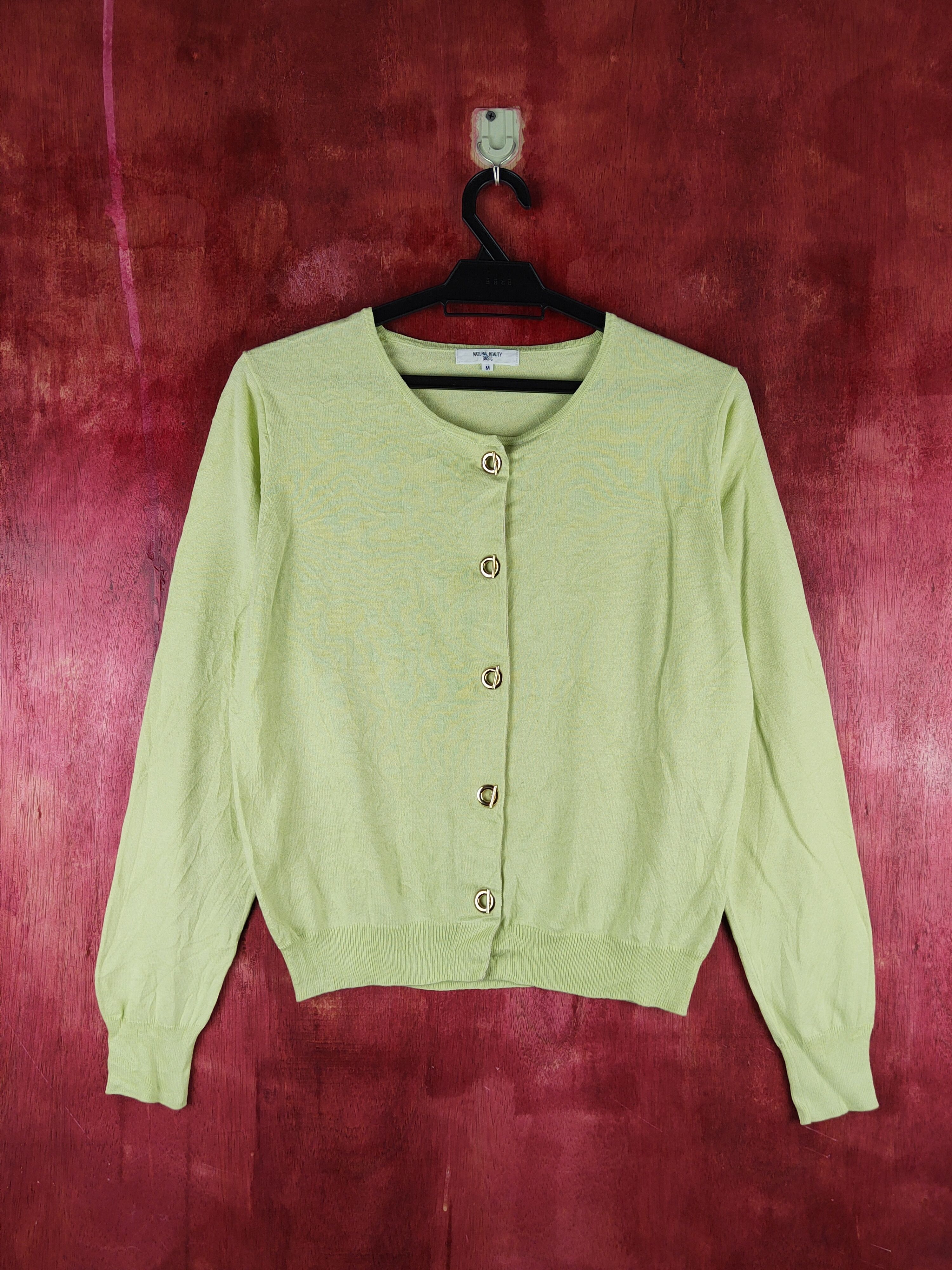 Japanese Brand Natural Beauty Basic Light Green Knitwear Cardigan #S1165 Size M / US 6-8 / IT 42-44 - 1 Thumbnail