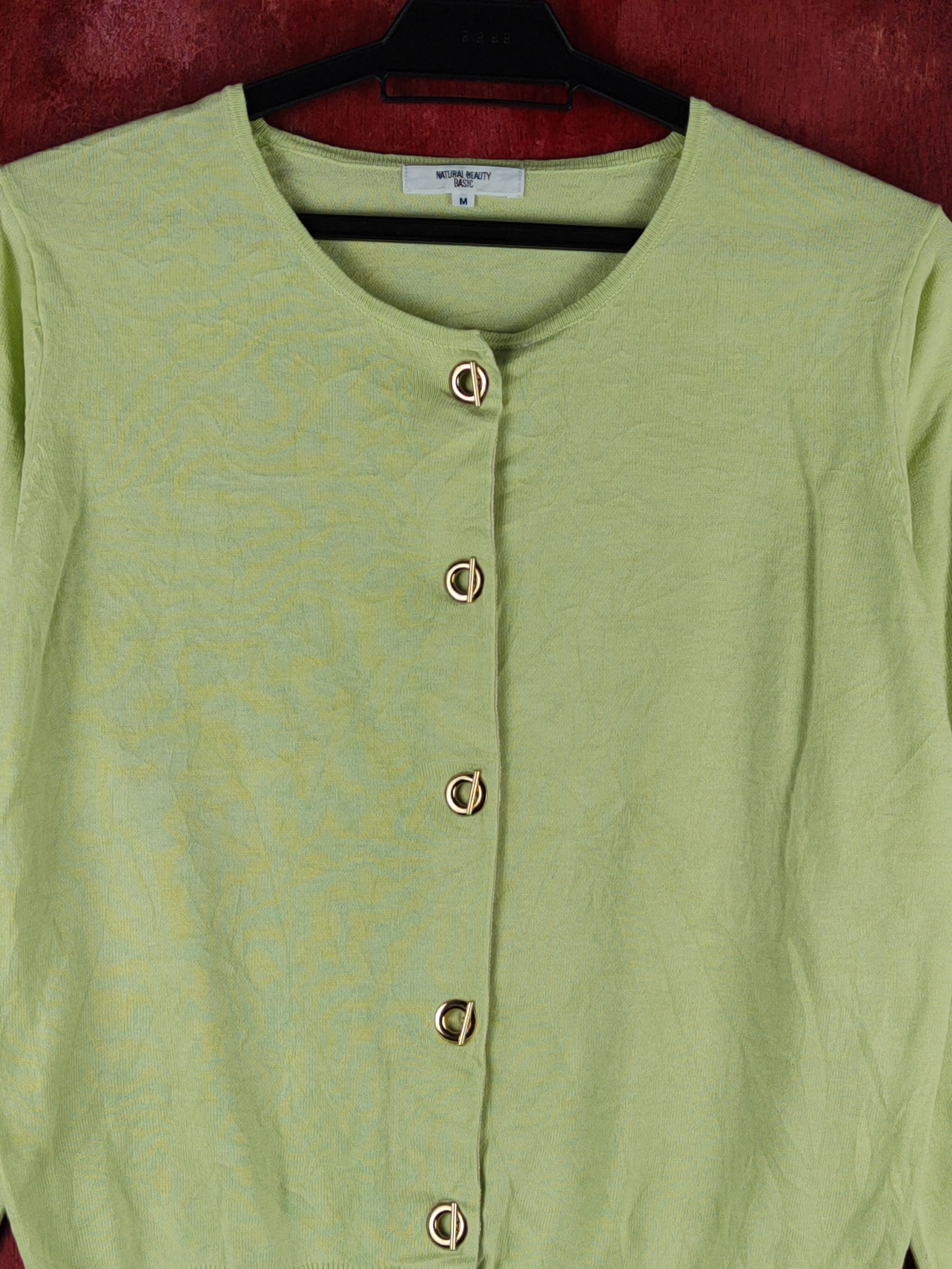 Japanese Brand Natural Beauty Basic Light Green Knitwear Cardigan #S1165 Size M / US 6-8 / IT 42-44 - 2 Thumbnail