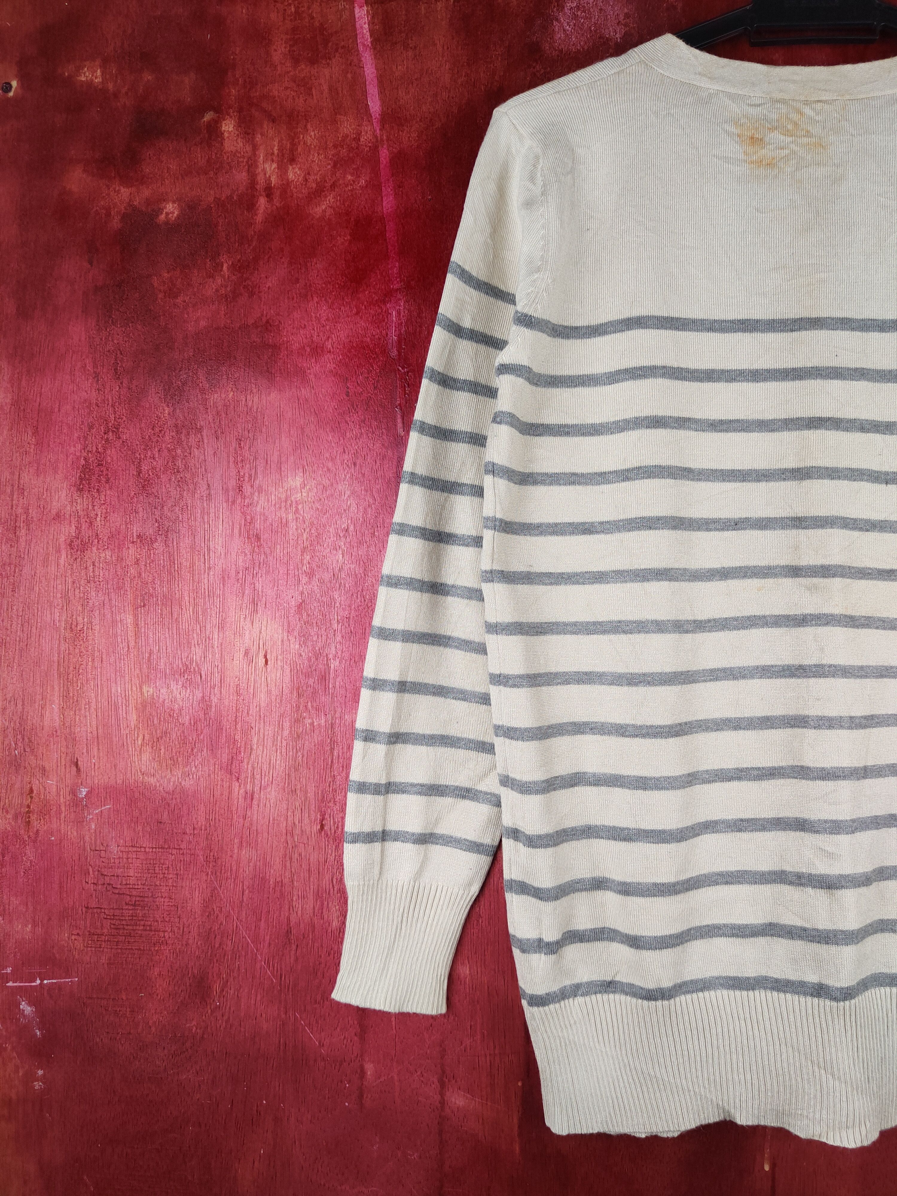 Japanese Brand Kürica Beige Gray Stripe Knitwear Cardigan #S1167 Size M / US 6-8 / IT 42-44 - 11 Thumbnail
