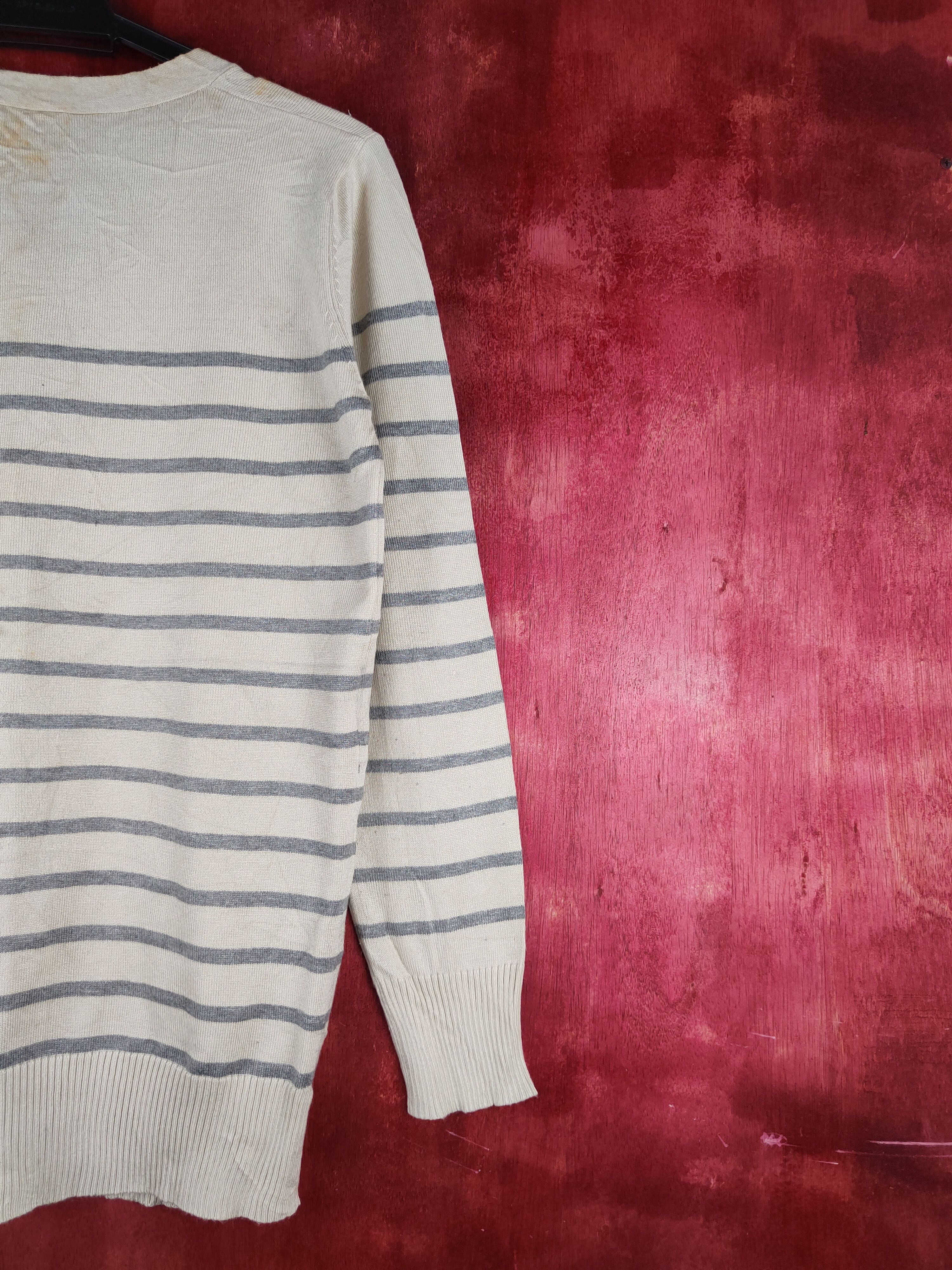 Japanese Brand Kürica Beige Gray Stripe Knitwear Cardigan #S1167 Size M / US 6-8 / IT 42-44 - 12 Thumbnail