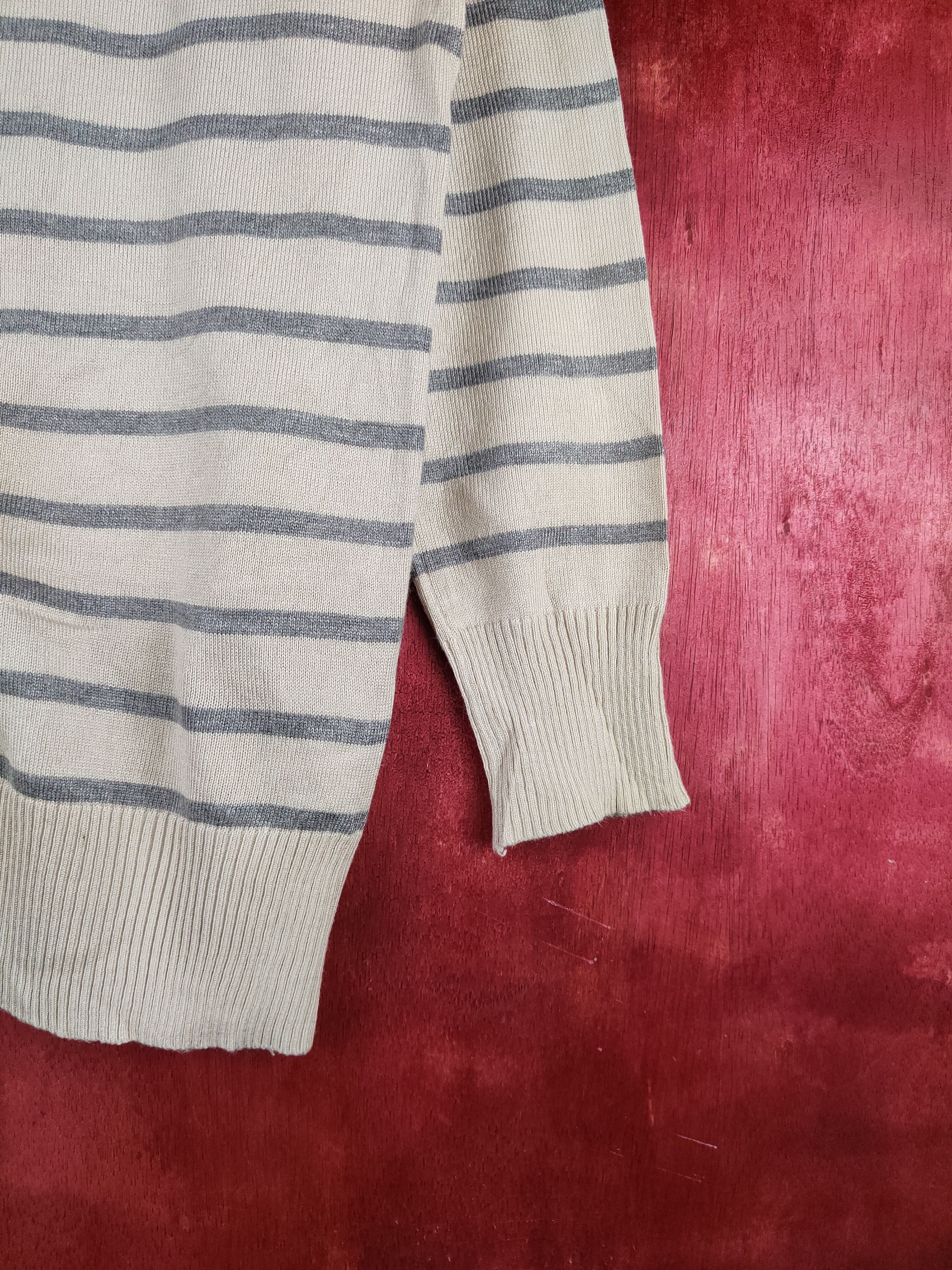 Japanese Brand Kürica Beige Gray Stripe Knitwear Cardigan #S1167 Size M / US 6-8 / IT 42-44 - 8 Thumbnail
