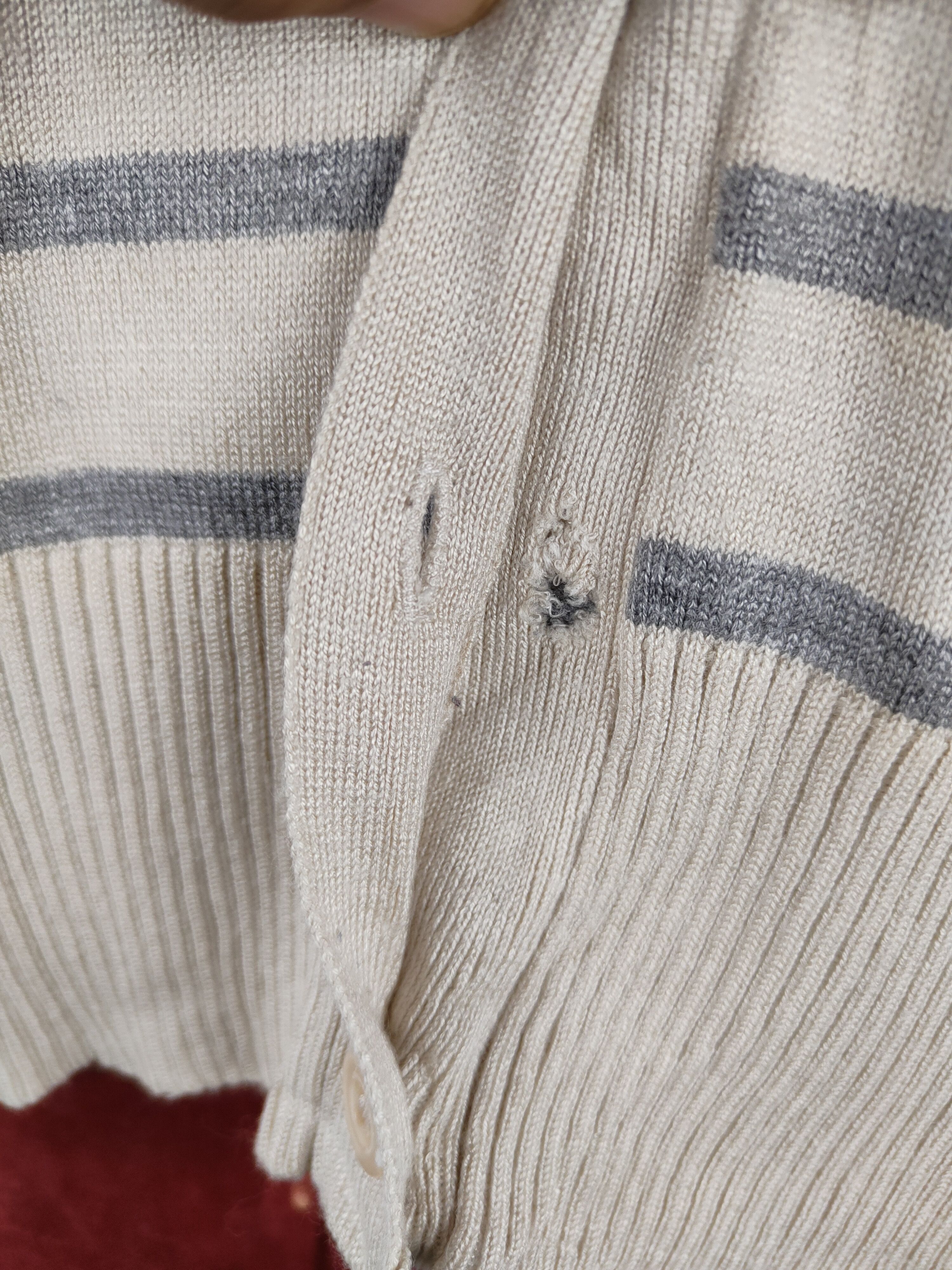 Japanese Brand Kürica Beige Gray Stripe Knitwear Cardigan #S1167 Size M / US 6-8 / IT 42-44 - 4 Thumbnail