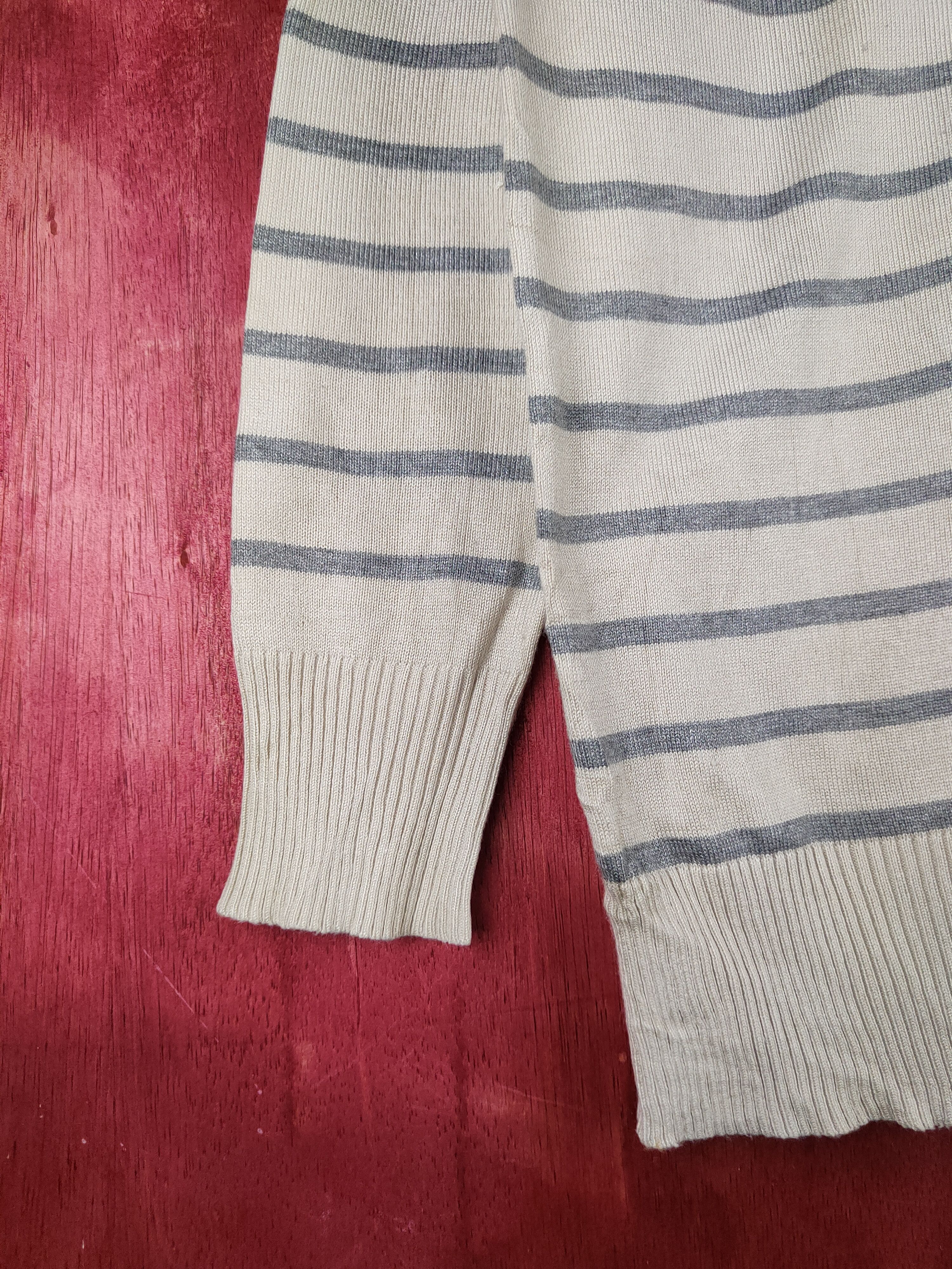 Japanese Brand Kürica Beige Gray Stripe Knitwear Cardigan #S1167 Size M / US 6-8 / IT 42-44 - 6 Thumbnail