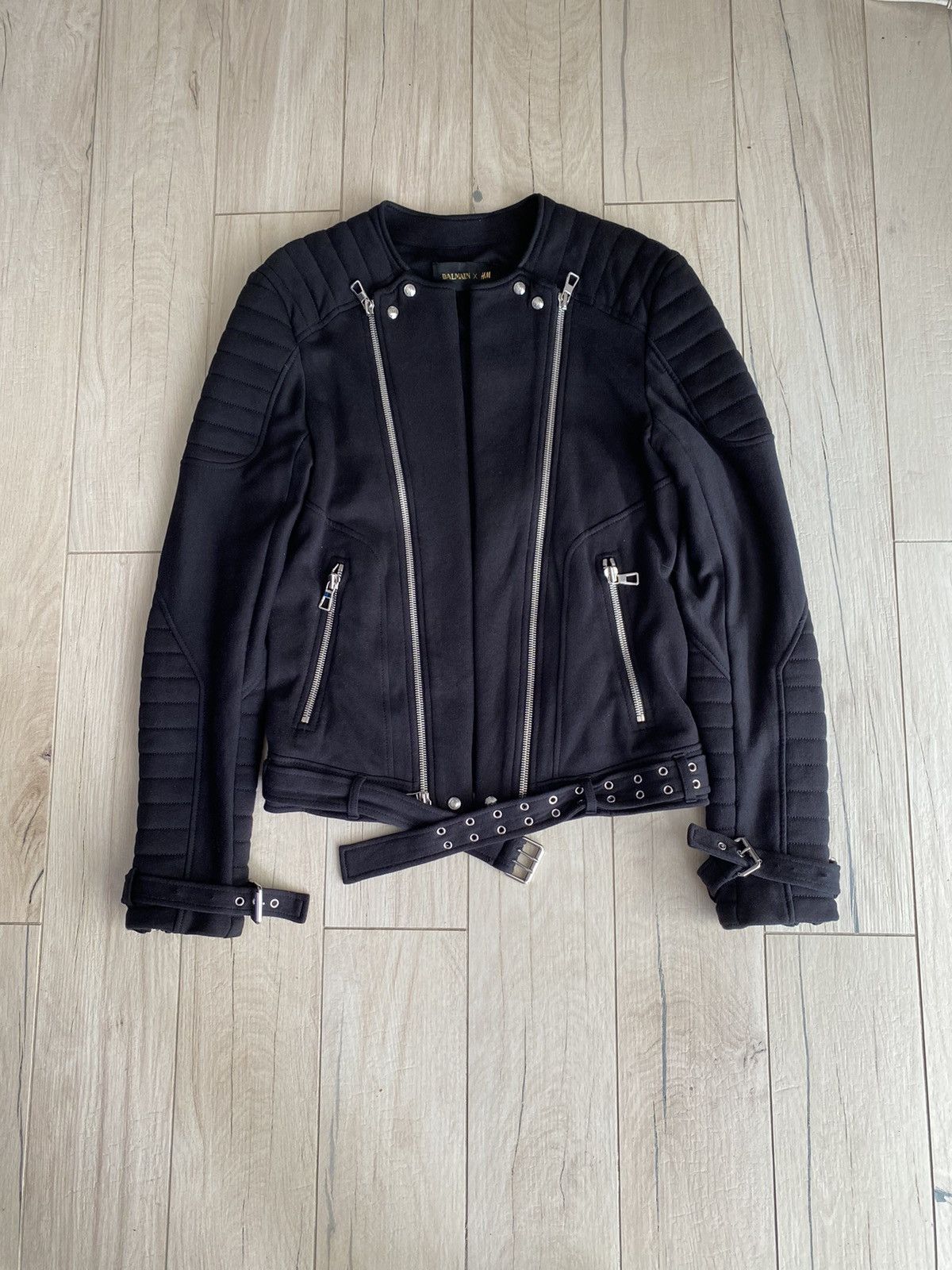 image of Avant Garde x Balmain Fw15 Balmain X H&m Zipped Biker Jacket in Black, Men's (Size Medium)